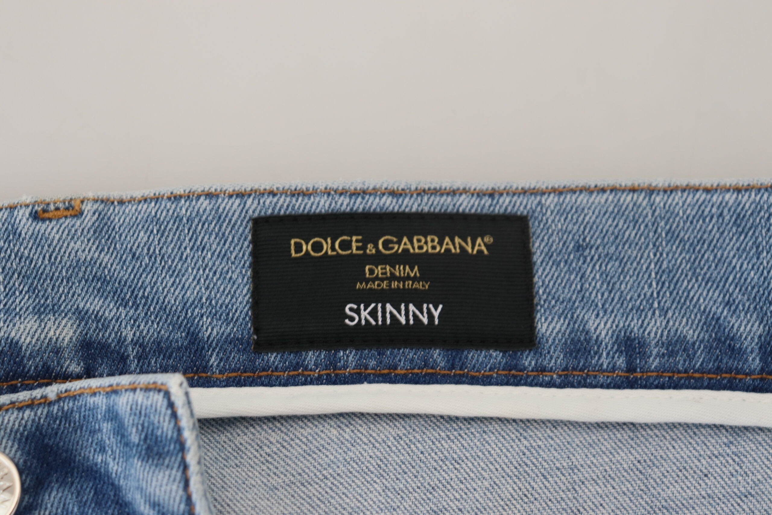 Dolce &amp; Gabbana Blue Wash Slim Fit памучни деним дънки