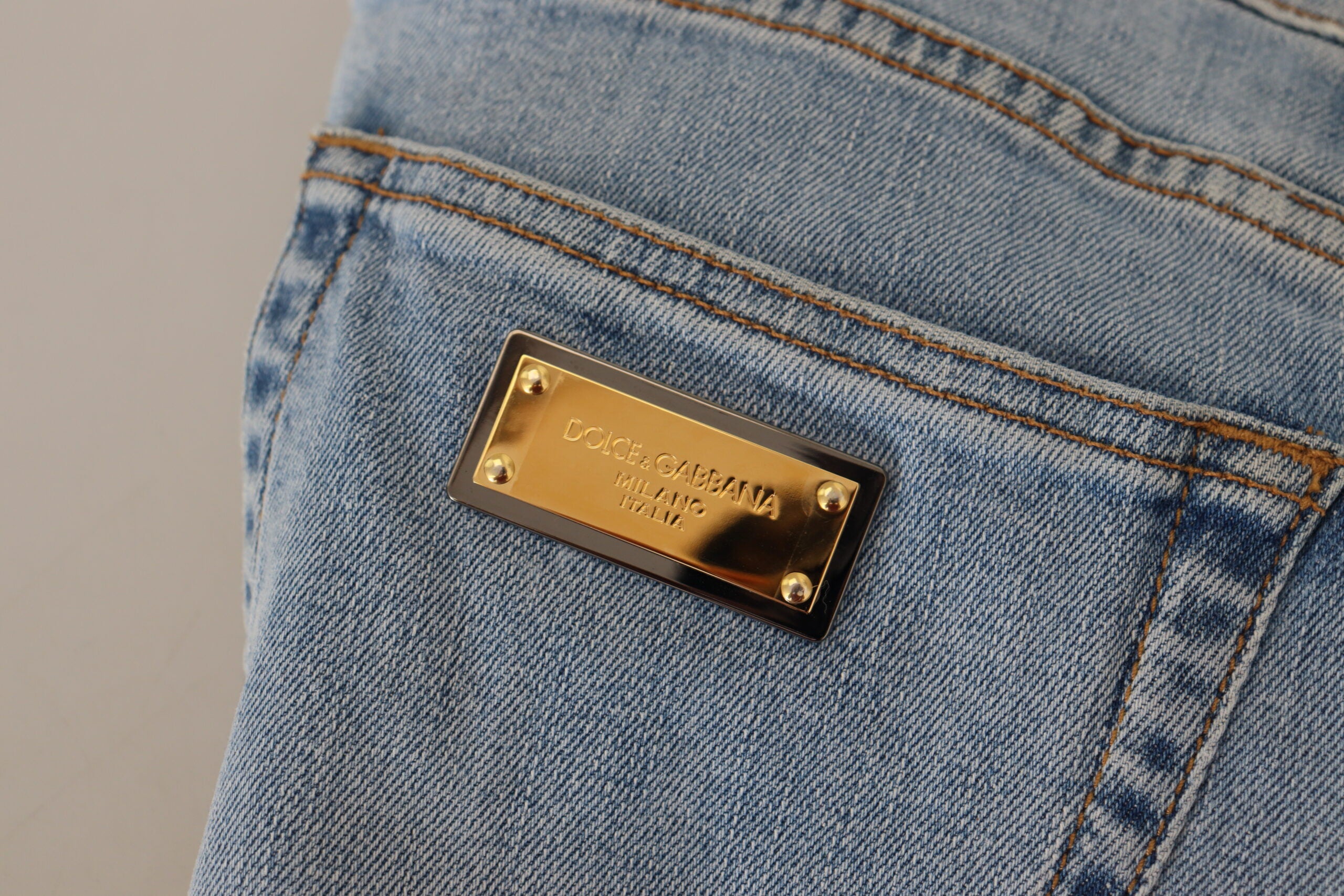 Dolce &amp; Gabbana Blue Wash Slim Fit памучни деним дънки