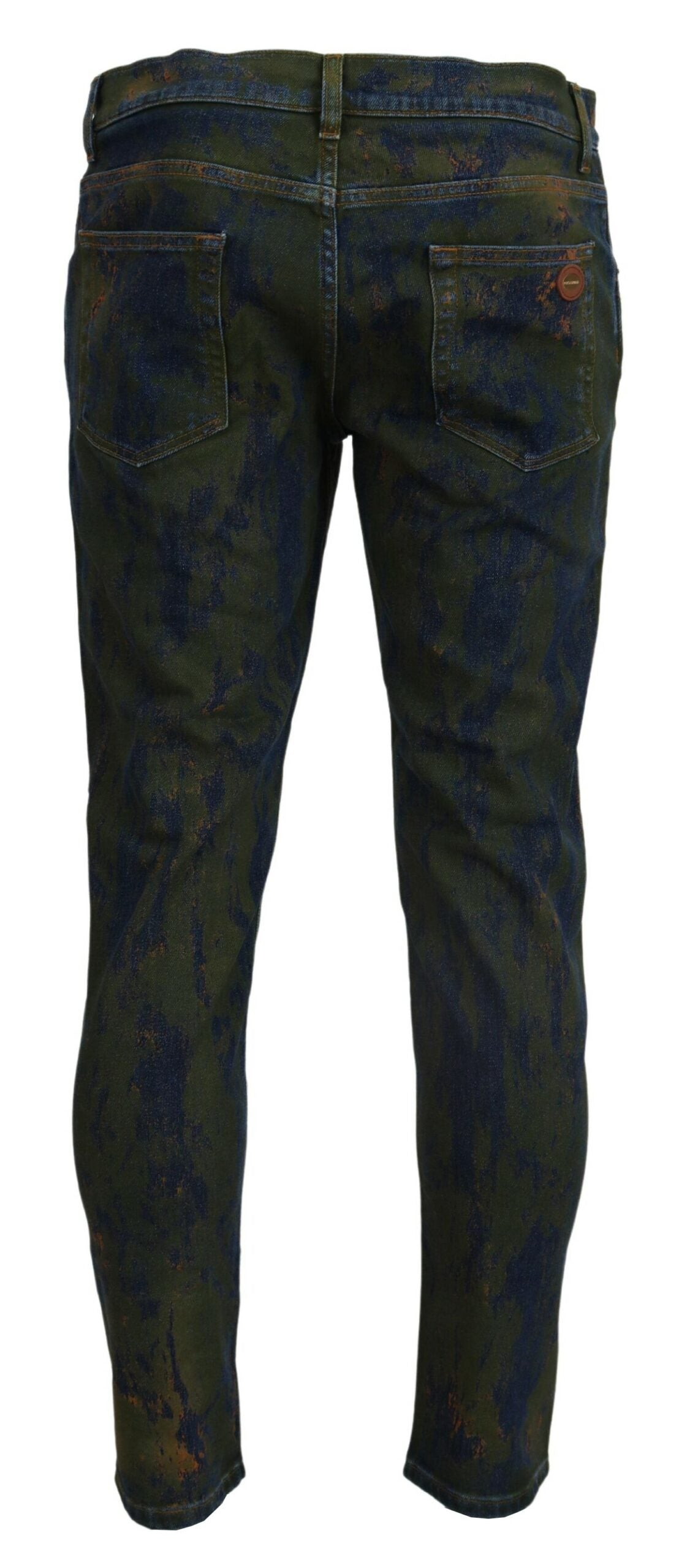 Синьо-зелени тесни памучни деним дънки Dolce &amp; Gabbana