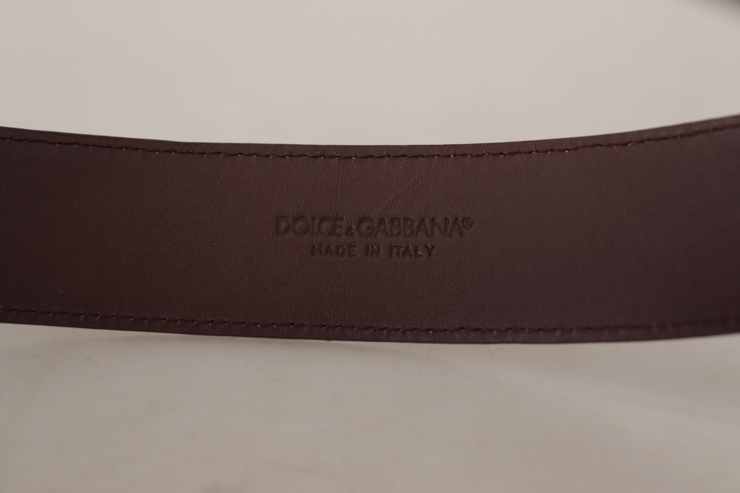 Dolce &amp; Gabbana, кестеняв колан от телешка кожа с широко лого и гравирана катарама