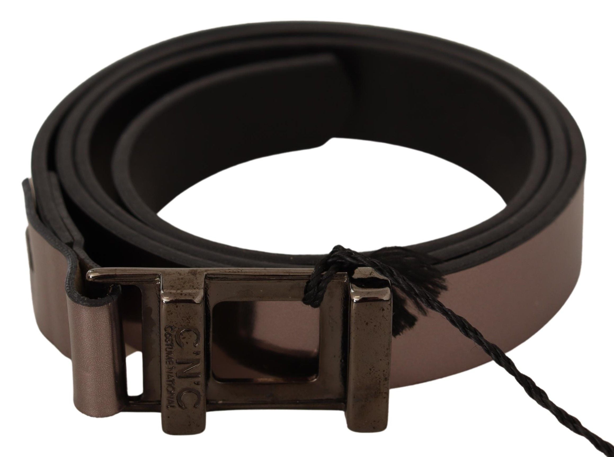 Costume National Chic Pink Metallic Leather Belt with Bronze Buckle