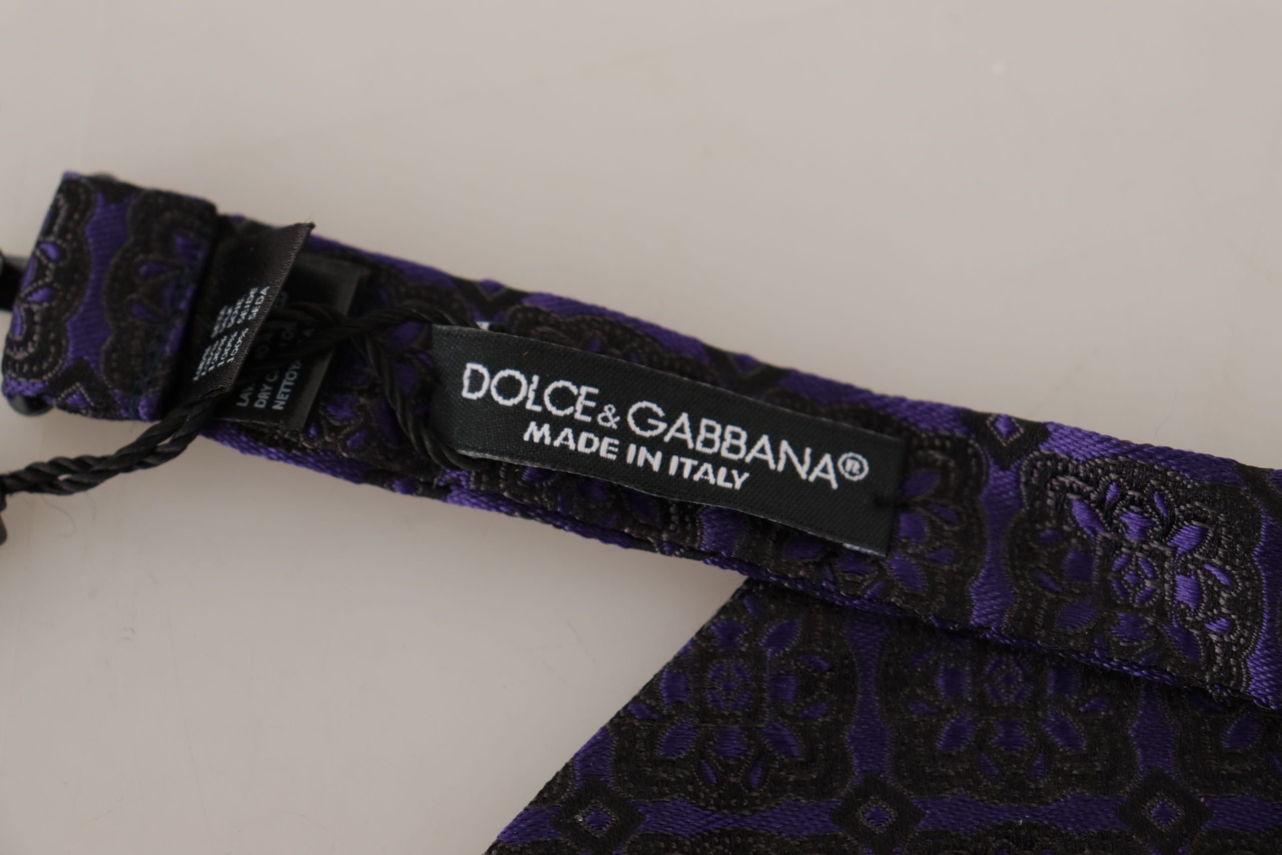 Dolce &amp; Gabbana синя геометрична копринена вратовръзка Papillon с регулируема яка