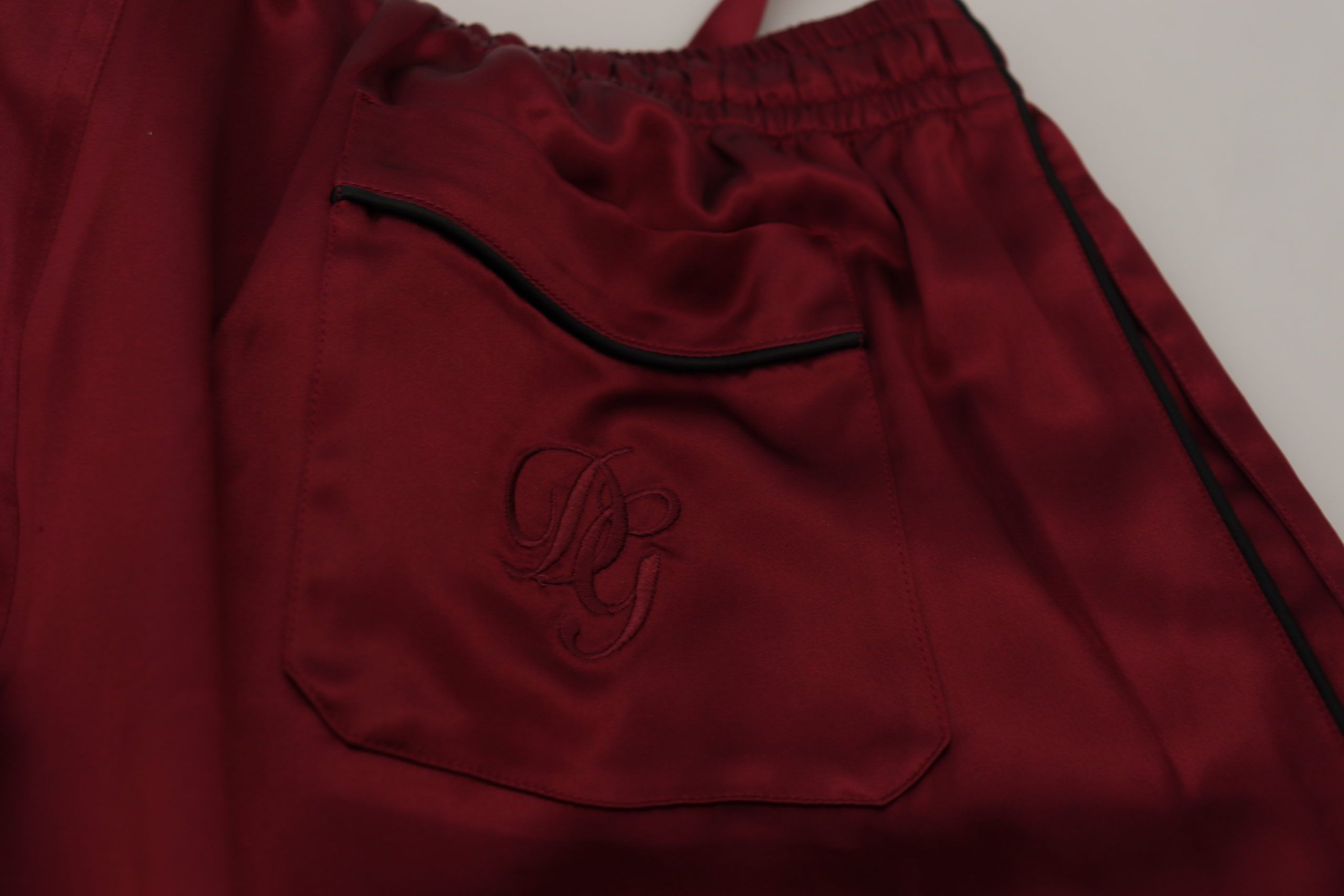 Dolce &amp; Gabbana Bordeaux Silk DG Sleep Lounge Pants
