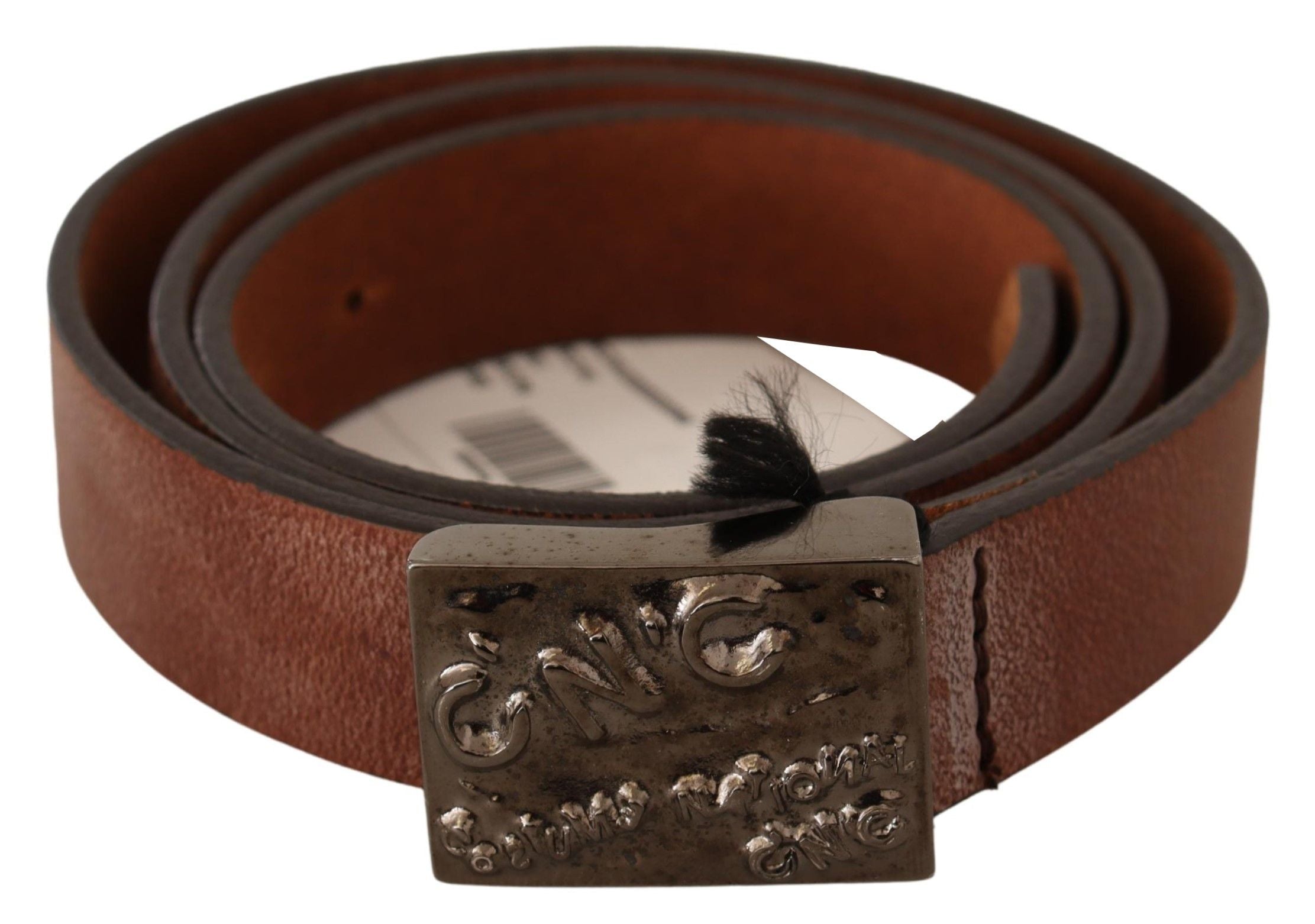 Costume National Chic Solid Brown Waist Belt with Logo Buckle