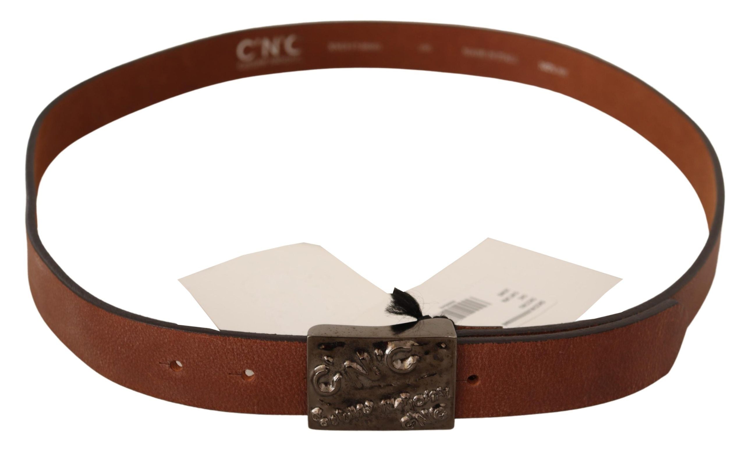 Costume National Chic Solid Brown Waist Belt with Logo Buckle