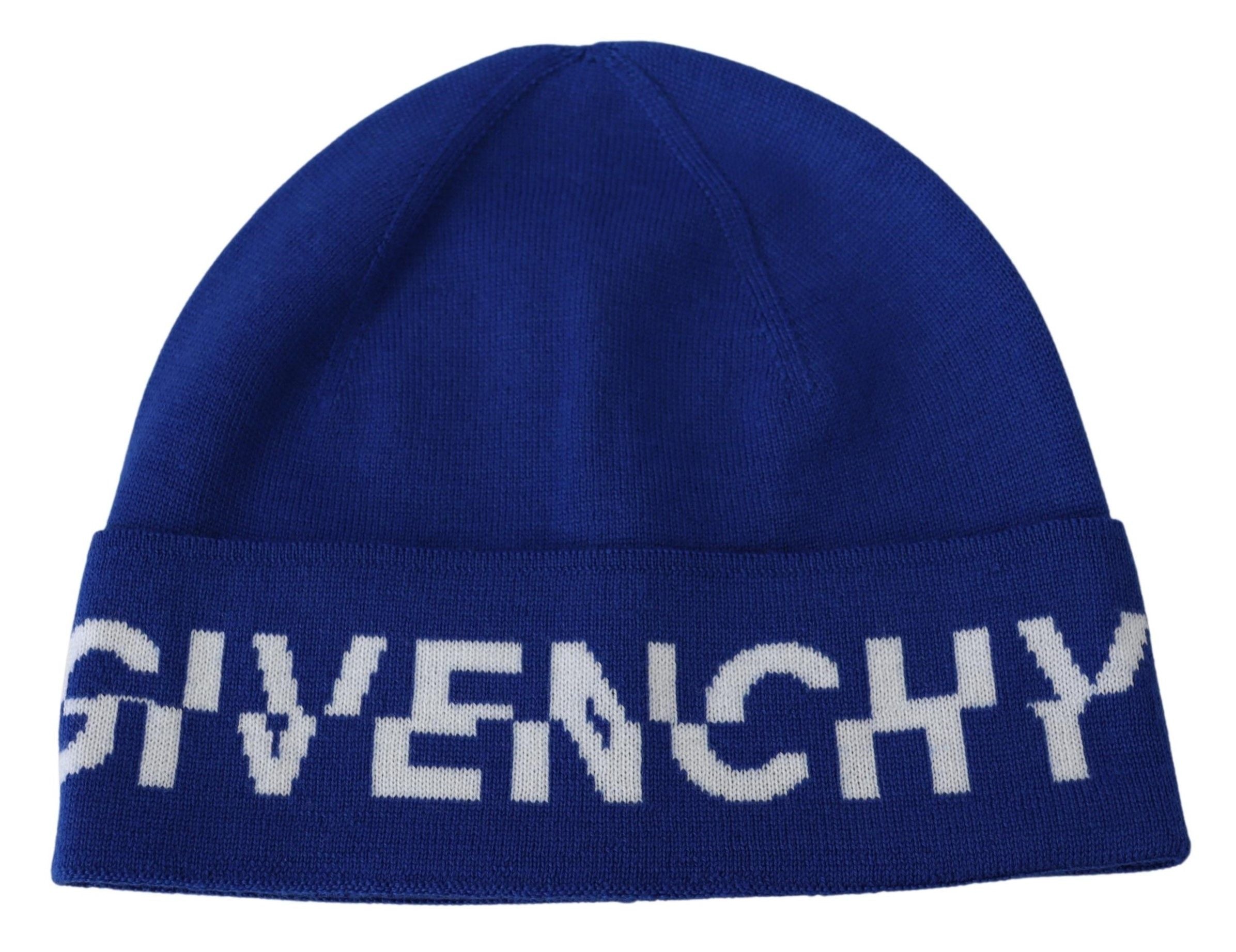 Givenchy Синя вълнена унисекс зимна топла шапка тип шапка