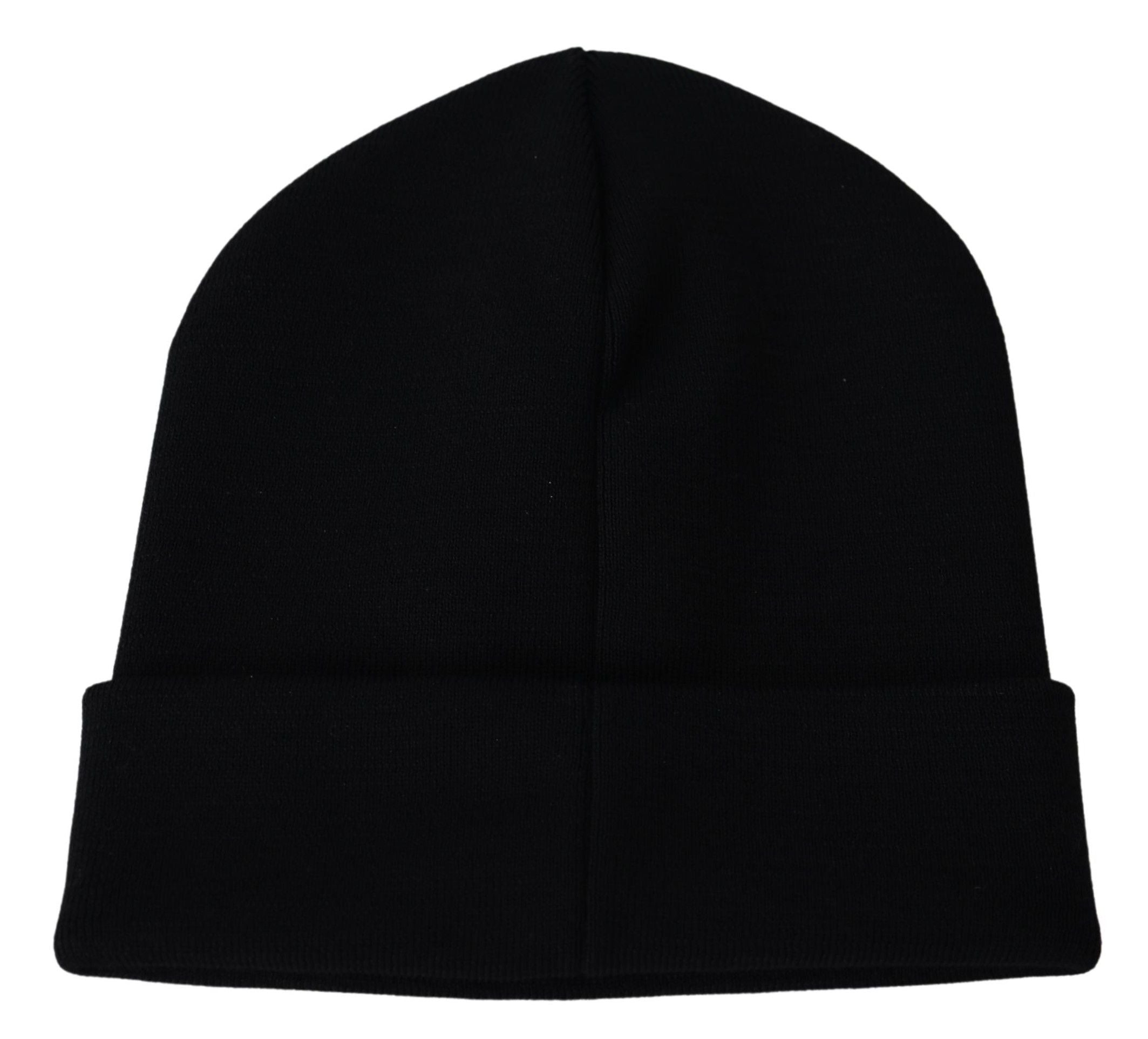 Черна вълнена унисекс зимна топла шапка Beanie