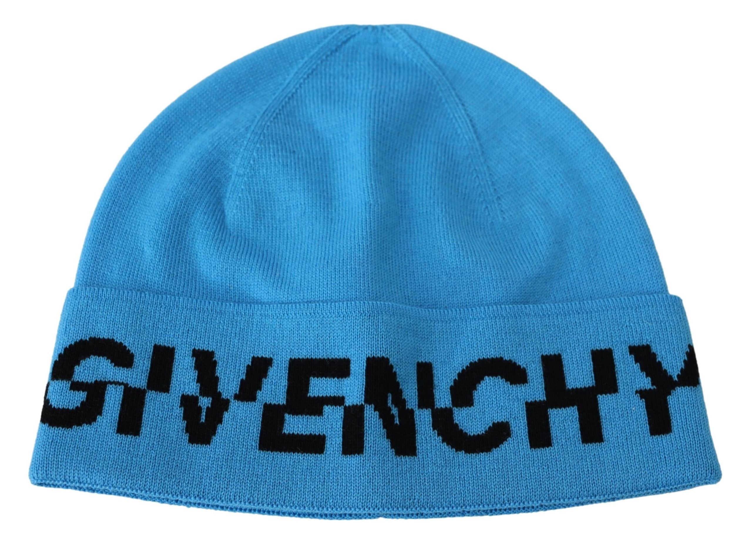 Зимна топла унисекс шапка с лого на синя вълнена шапка Givenchy