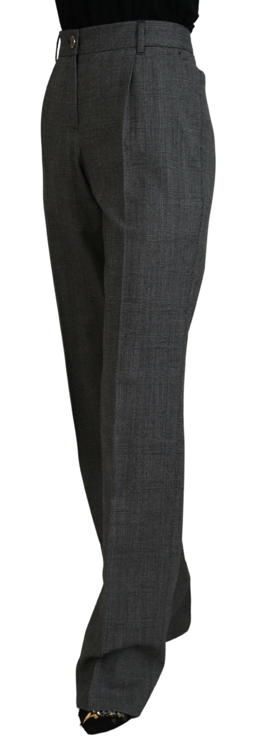 Dolce & Gabbana High-Waist Plaid Virgin Wool Pants