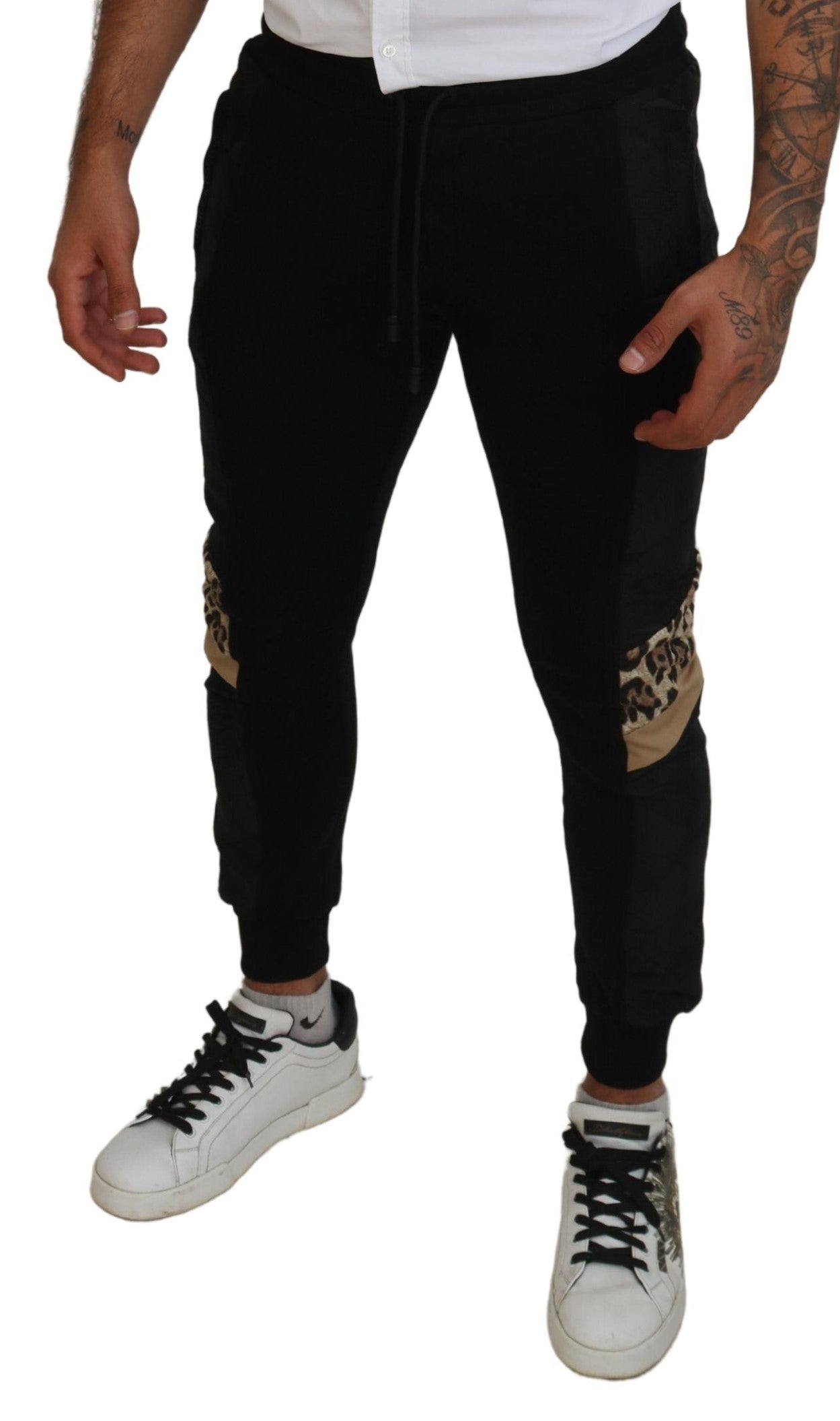 Dolce &amp; Gabbana черни полиестерни тесни мъжки панталони за джогинг