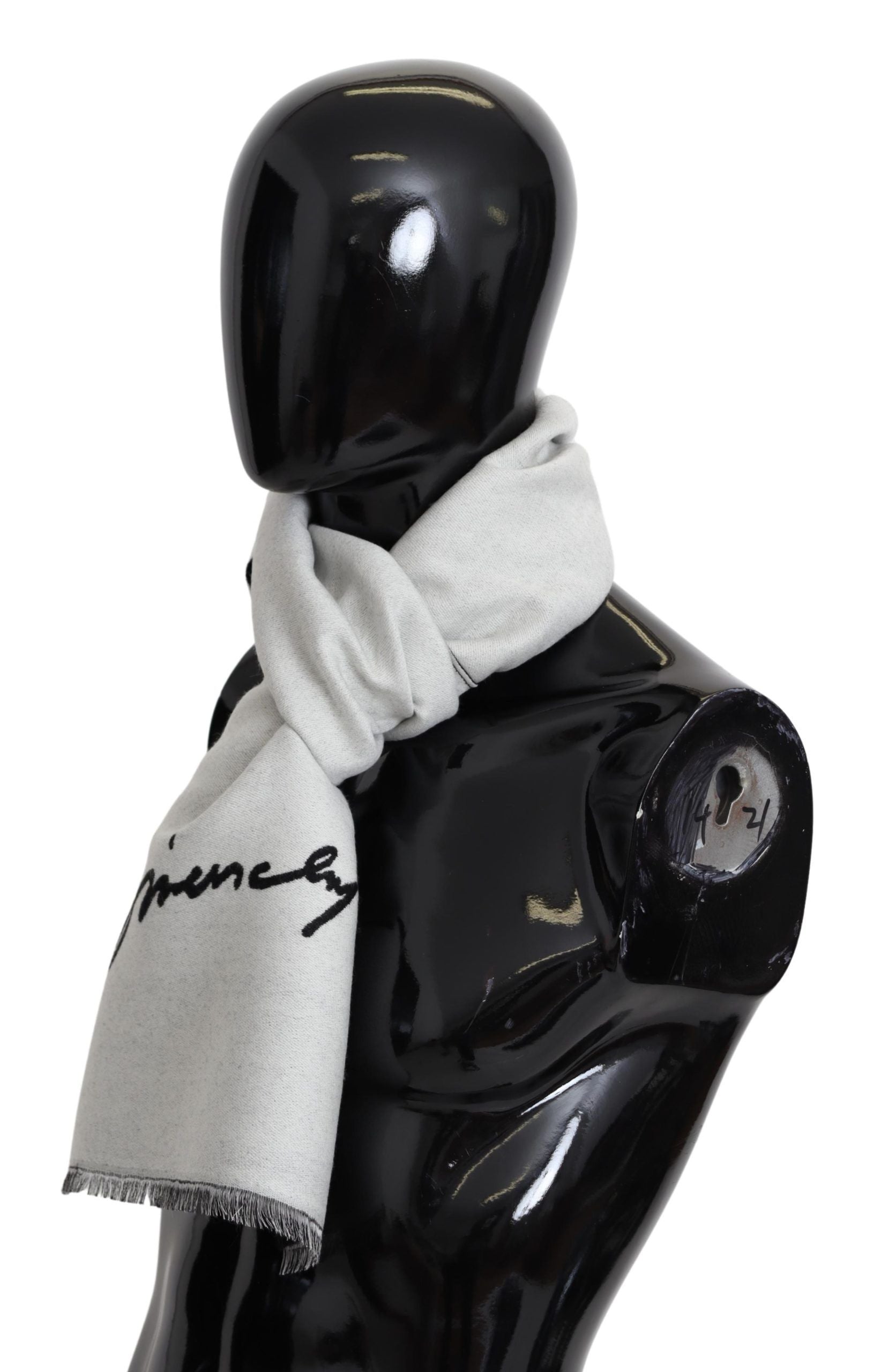 Черен бял вълнен унисекс зимен топъл шал Givenchy Шал