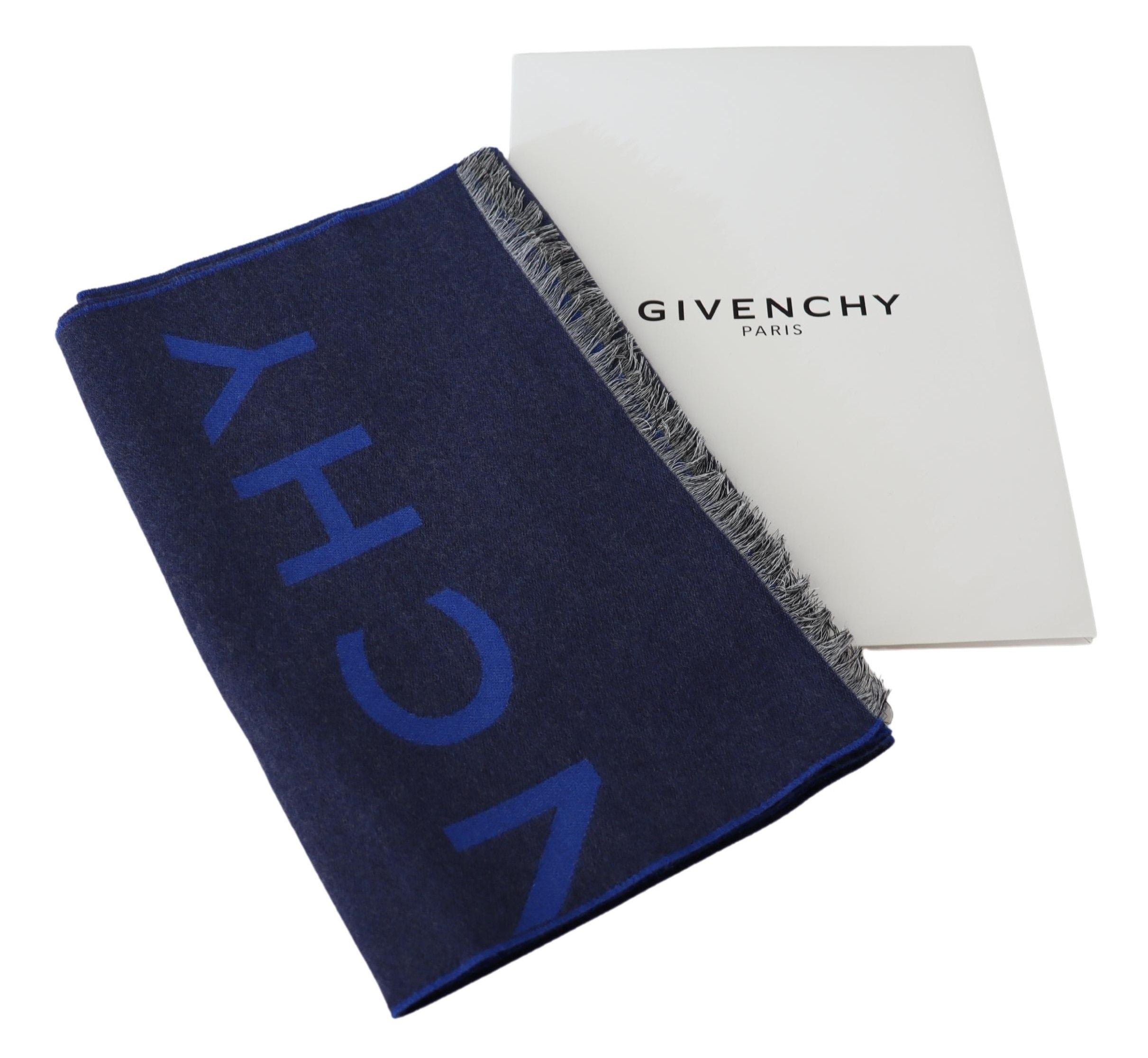 Givenchy син вълнен унисекс зимен топъл шал шал