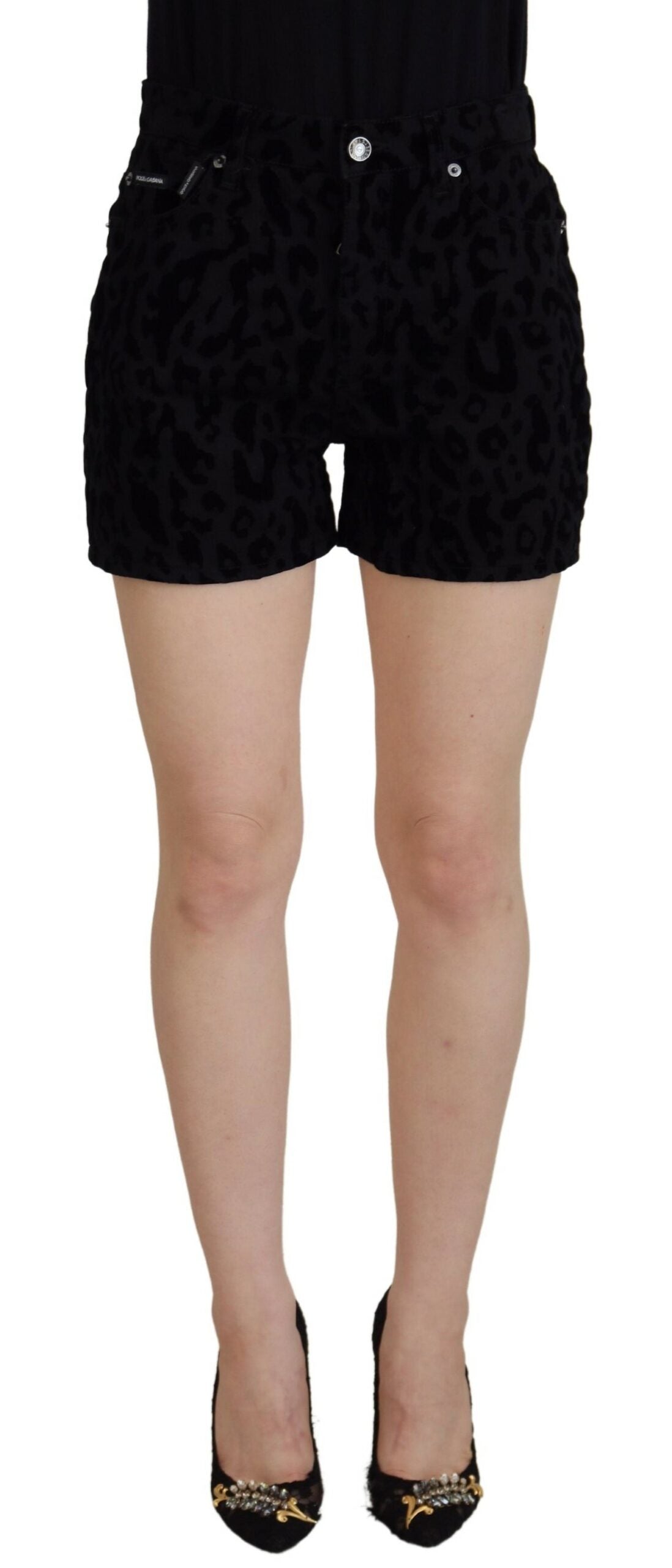 Dolce &amp; Gabbana Черни дънкови памучни еластични къси панталони