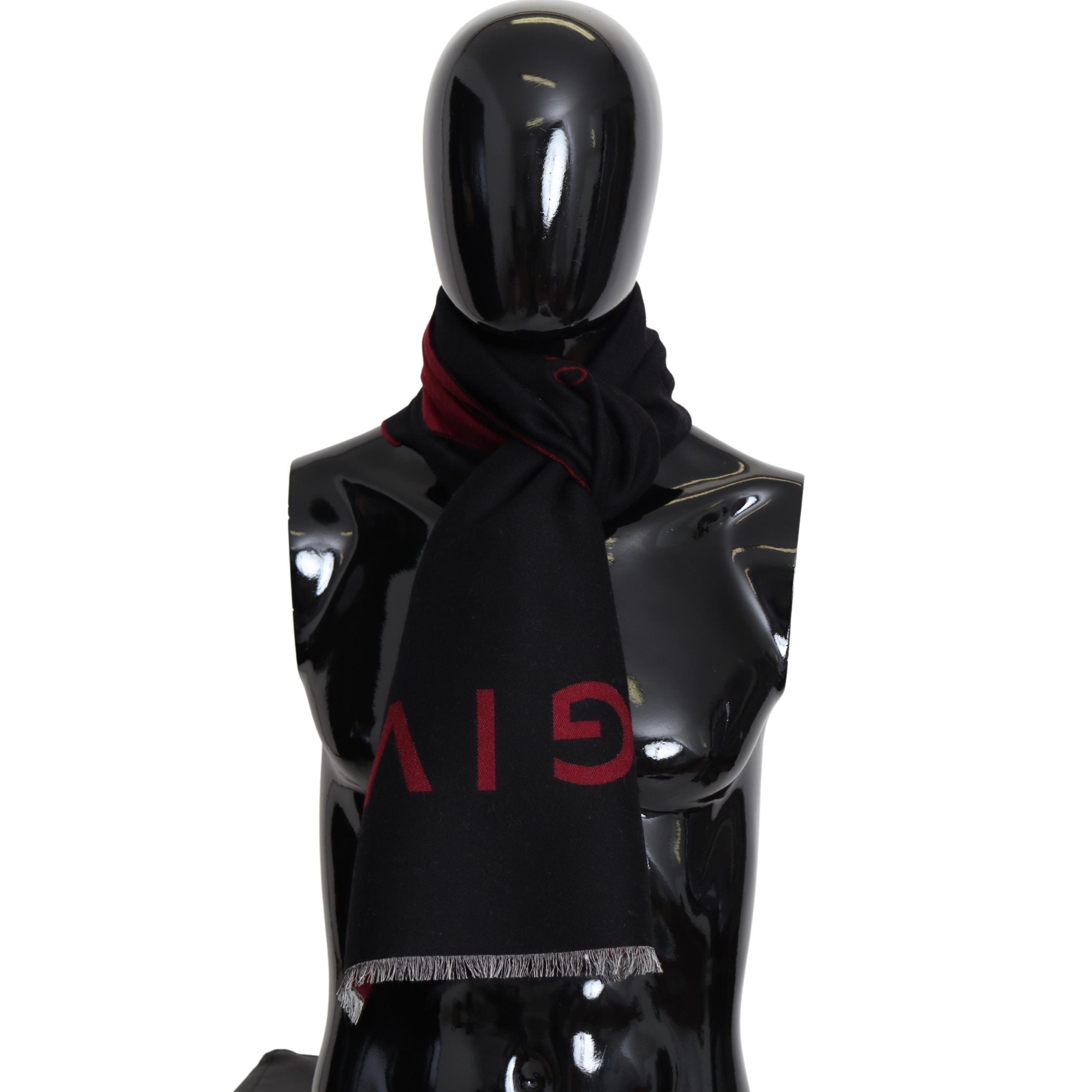 Черен червен вълнен унисекс зимен топъл шал Givenchy шал