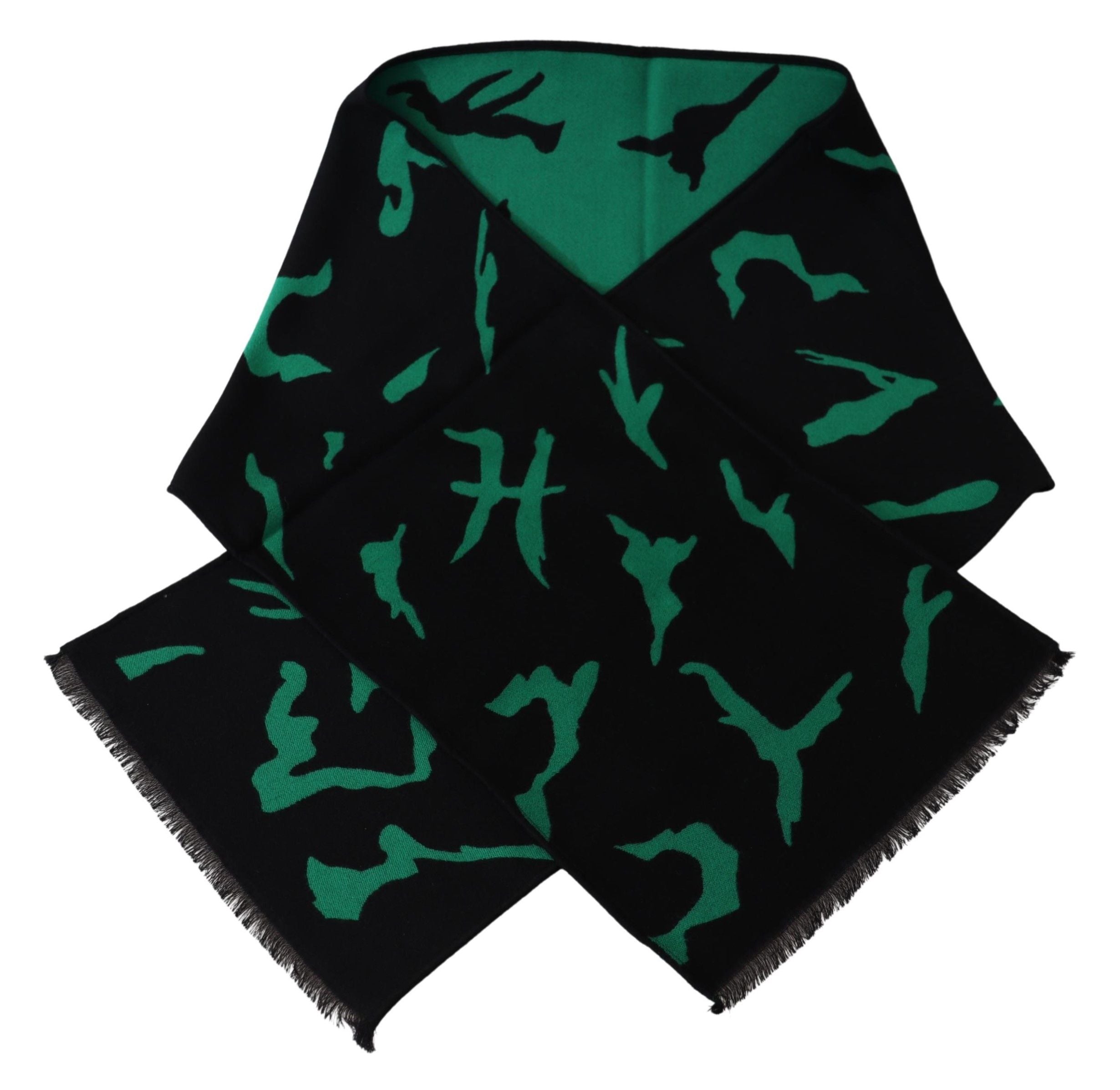 Черен зелен вълнен унисекс зимен топъл шал Givenchy Шал