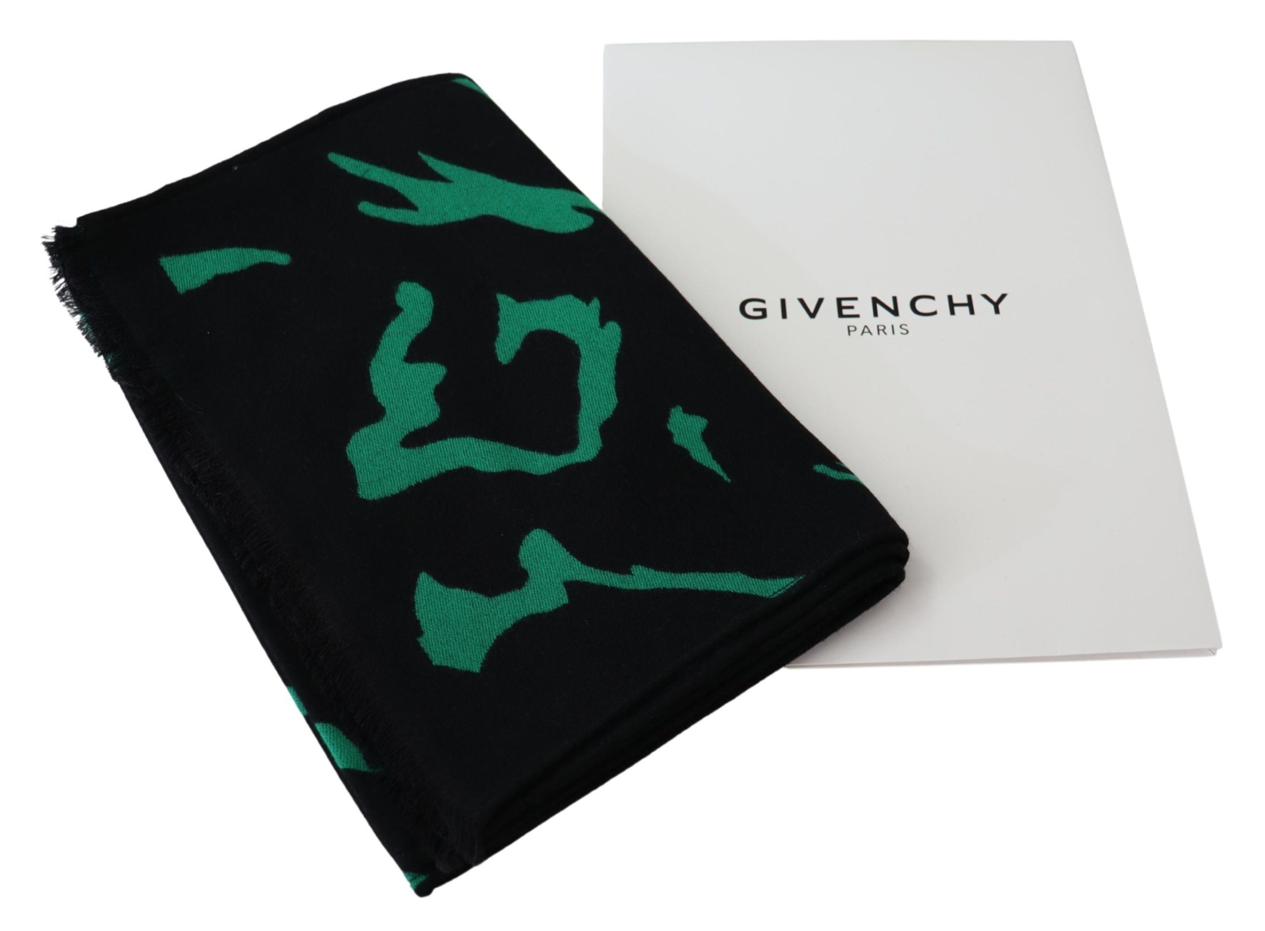 Черен зелен вълнен унисекс зимен топъл шал Givenchy Шал