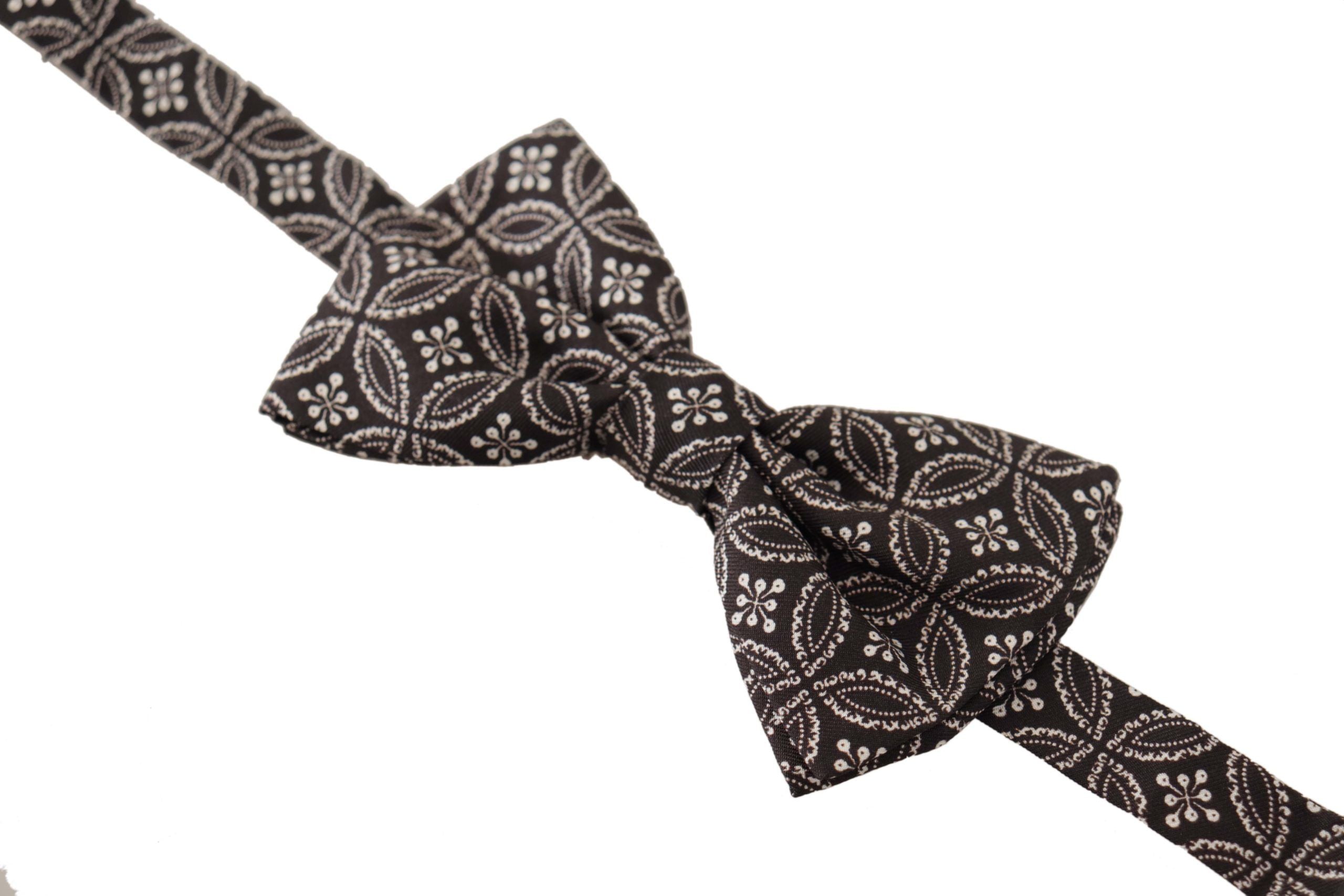 Dolce & Gabbana Elegant Black and White Silk Bow Tie