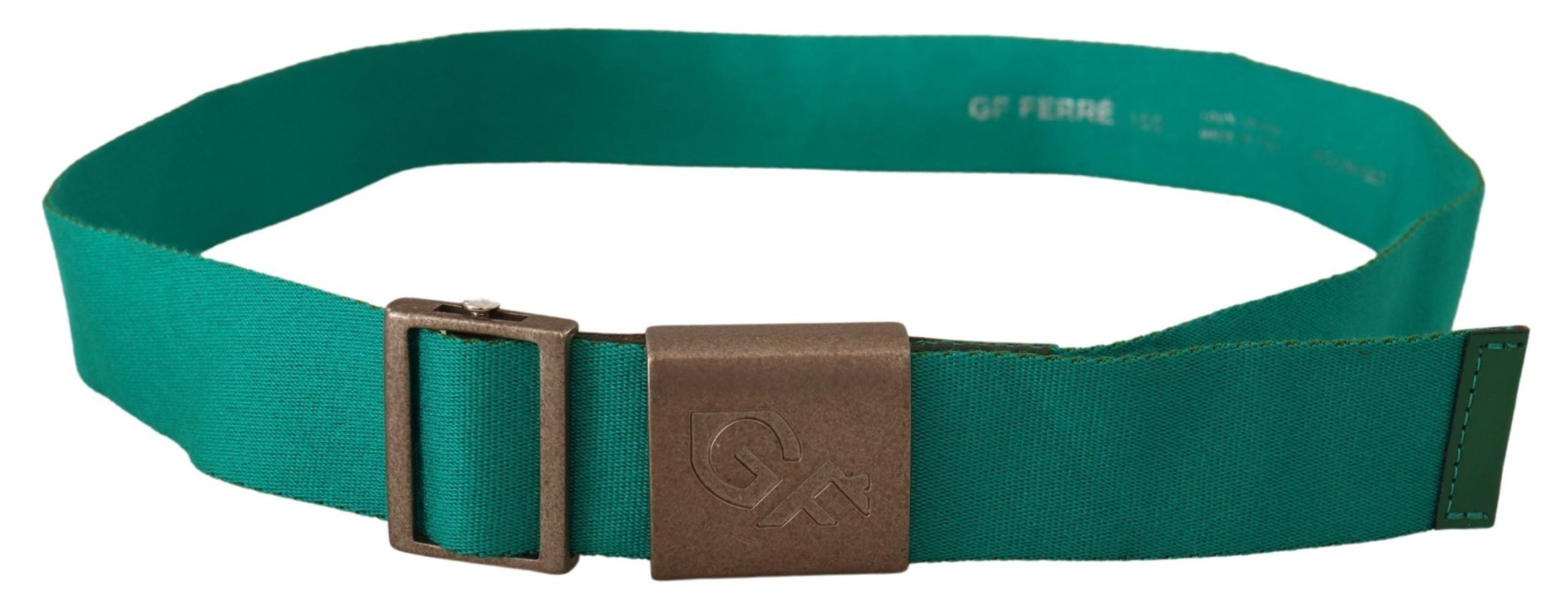 GF Ferre Green Cotton Silver Logo Колан за кръста с метална катарама