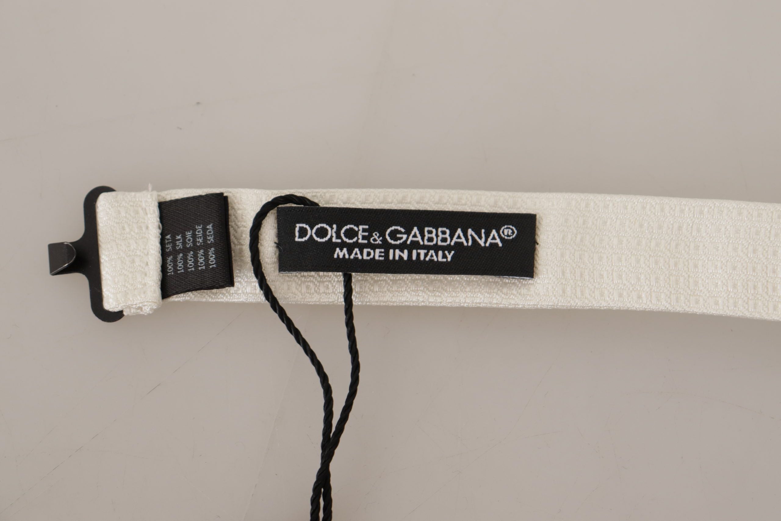 Dolce &amp; Gabbana Off White Pattern Tie Papillon с регулиращо се деколте