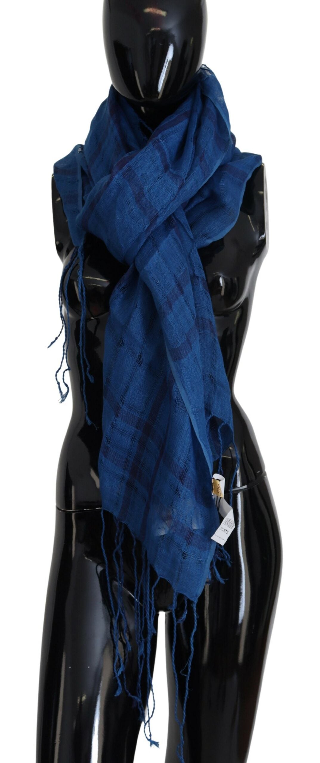 Костюм Национален шал от синьо ленено платно Шал с ресни