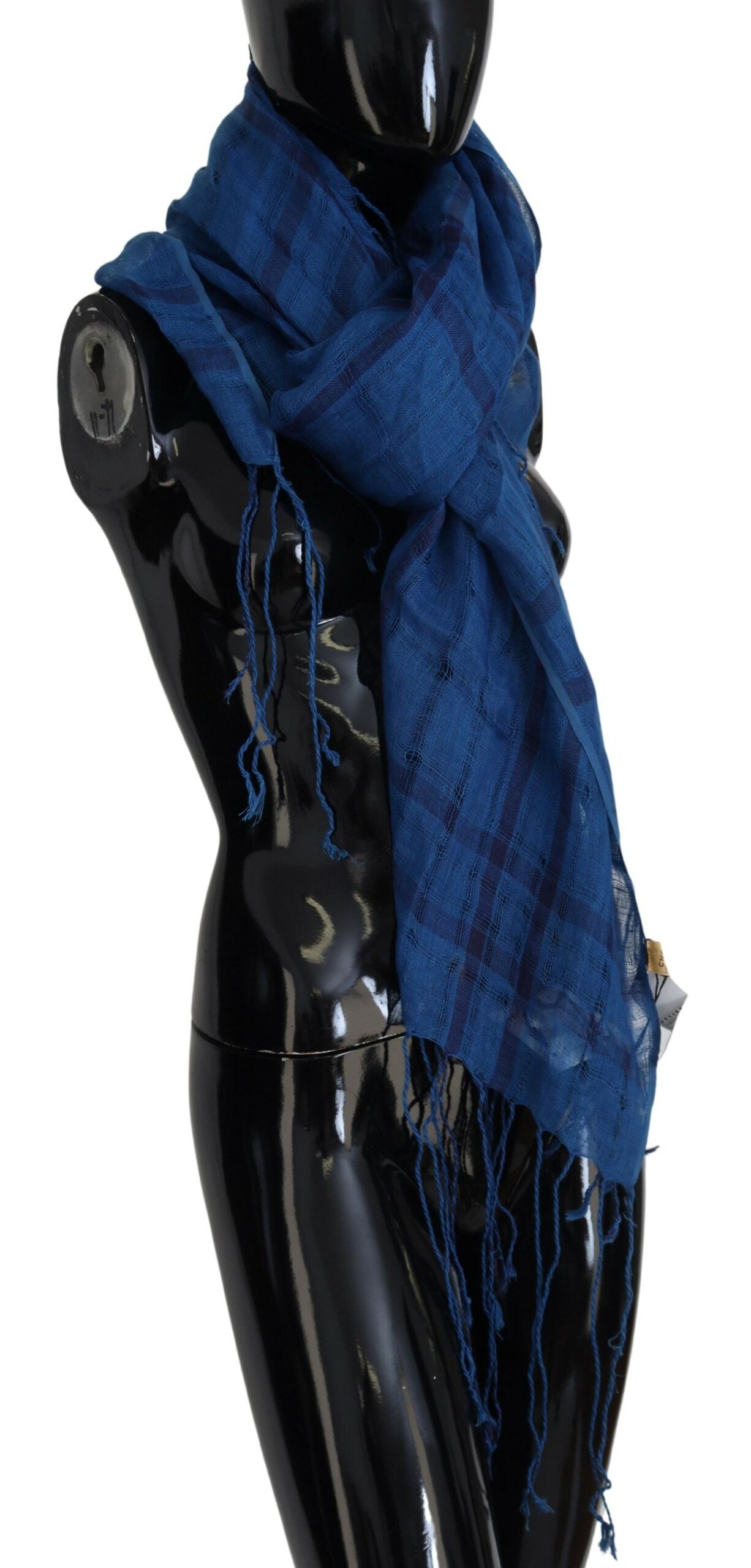 Костюм Национален шал от синьо ленено платно Шал с ресни