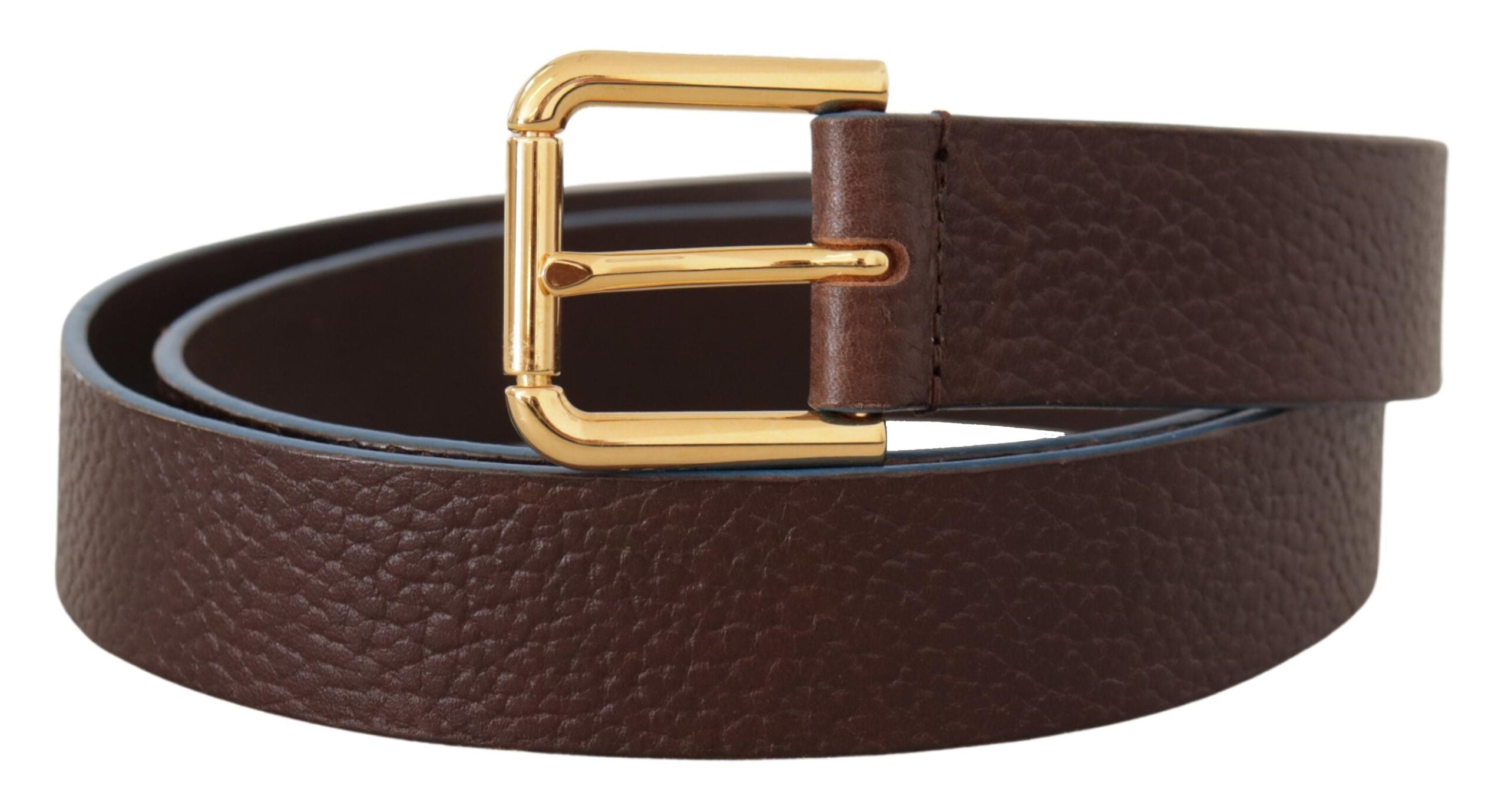 Dolce & Gabbana Elegant Brown Leather Belt with Gold Buckle