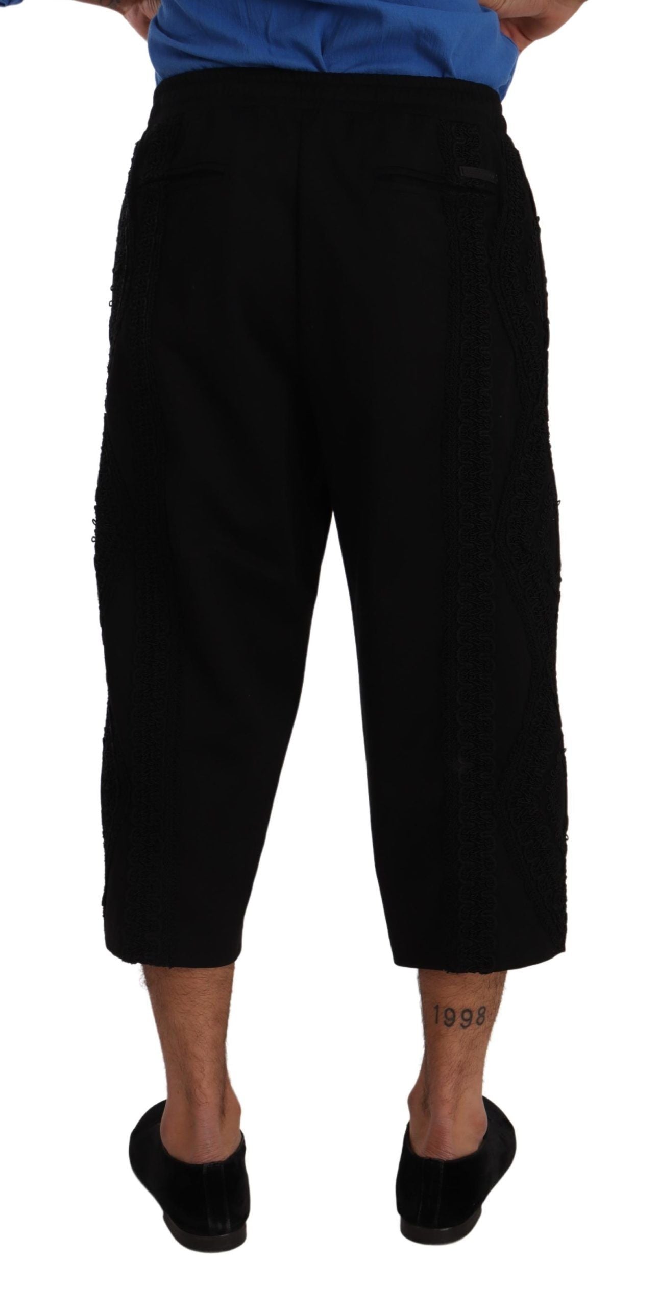 Dolce &amp; Gabbana Черни памучни панталони с къс панталон Torero