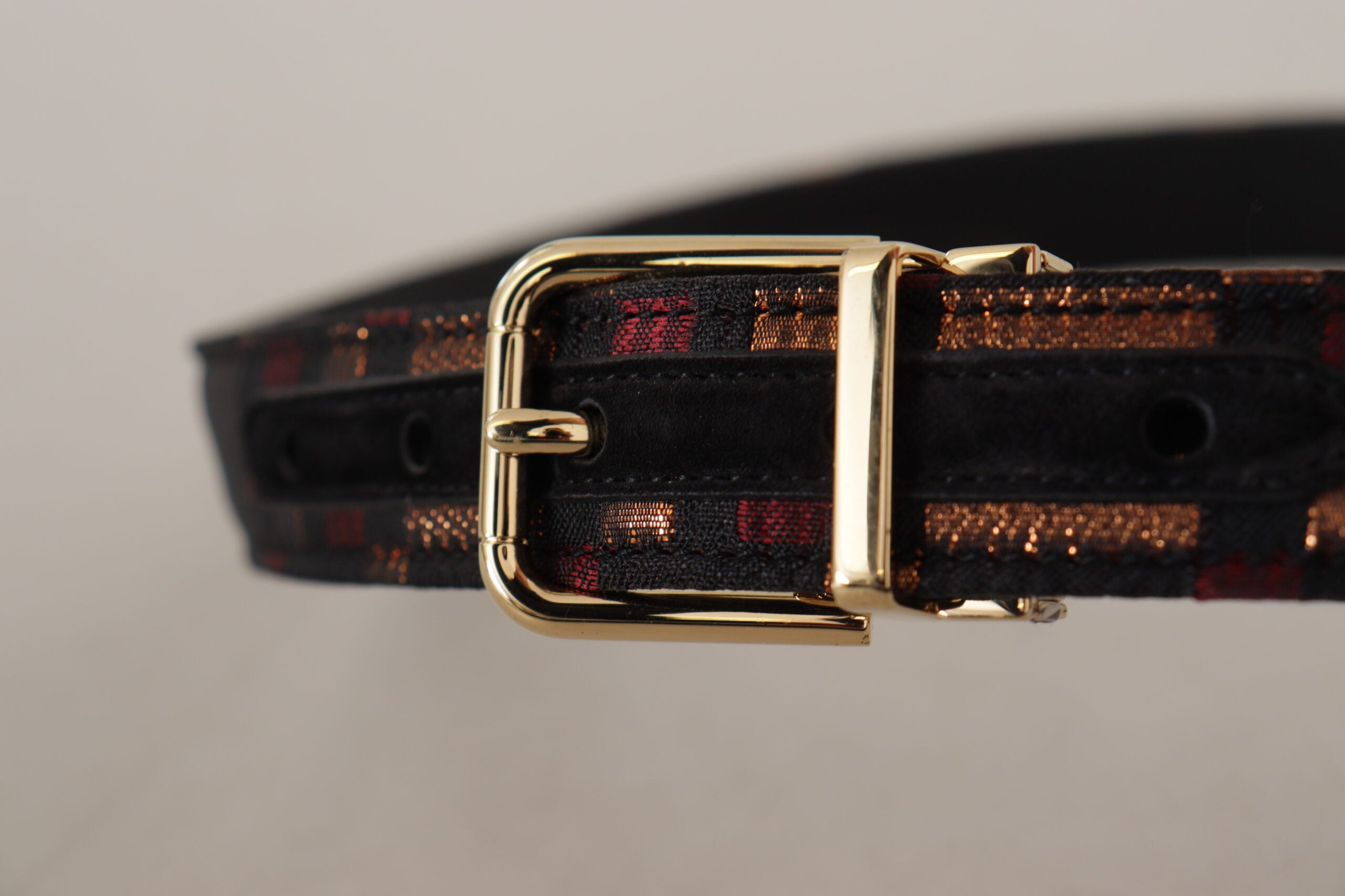 Dolce & Gabbana Multicolor Leather Belt with Gold Buckle