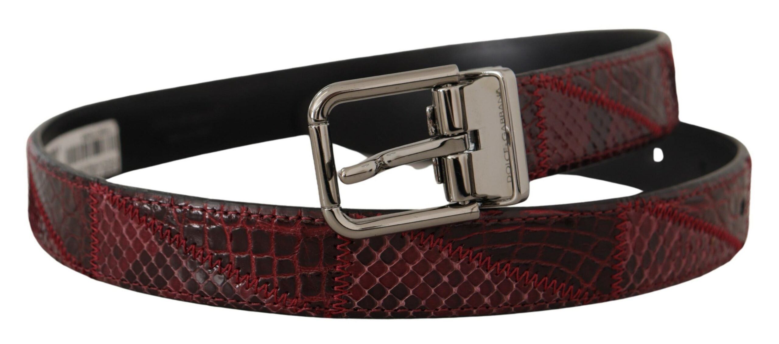 Dolce &amp; Gabbana Червен екзотичен кожен колан с катарама с метално лого