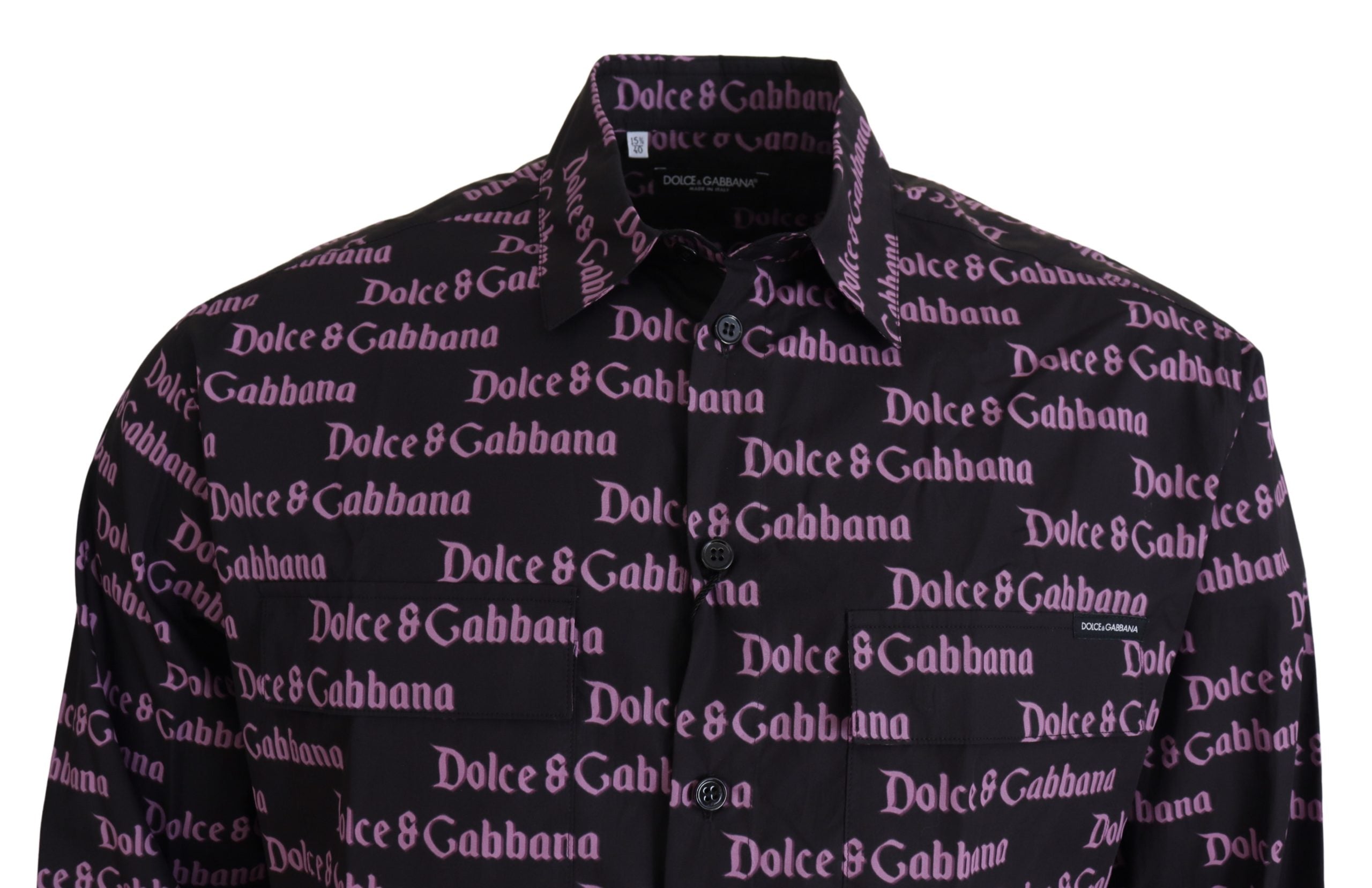 Официална риза с черно лилаво лого на Dolce &amp; Gabbana