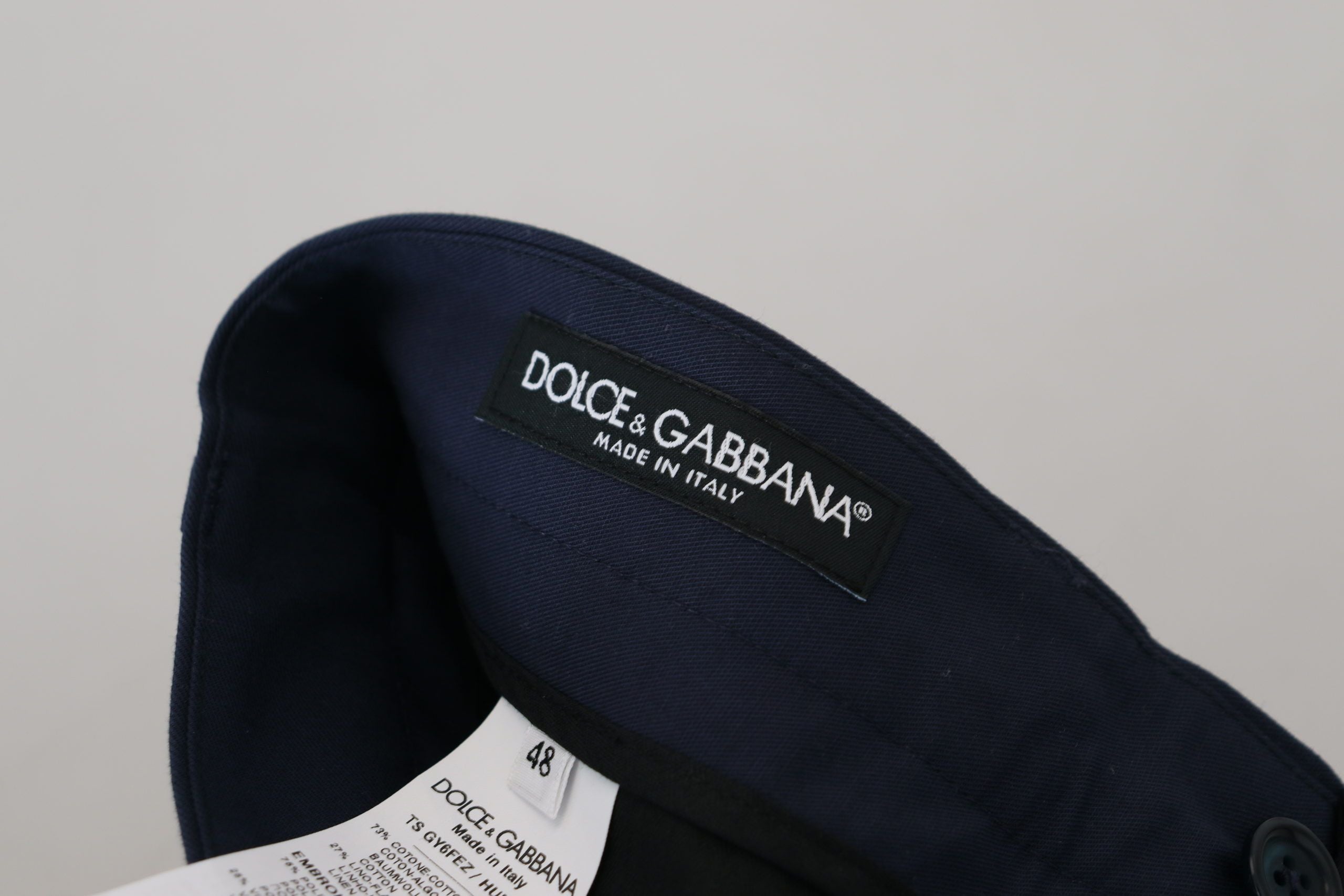 Dolce &amp; Gabbana Сини ленени памучни тесни панталони Chinos Панталони