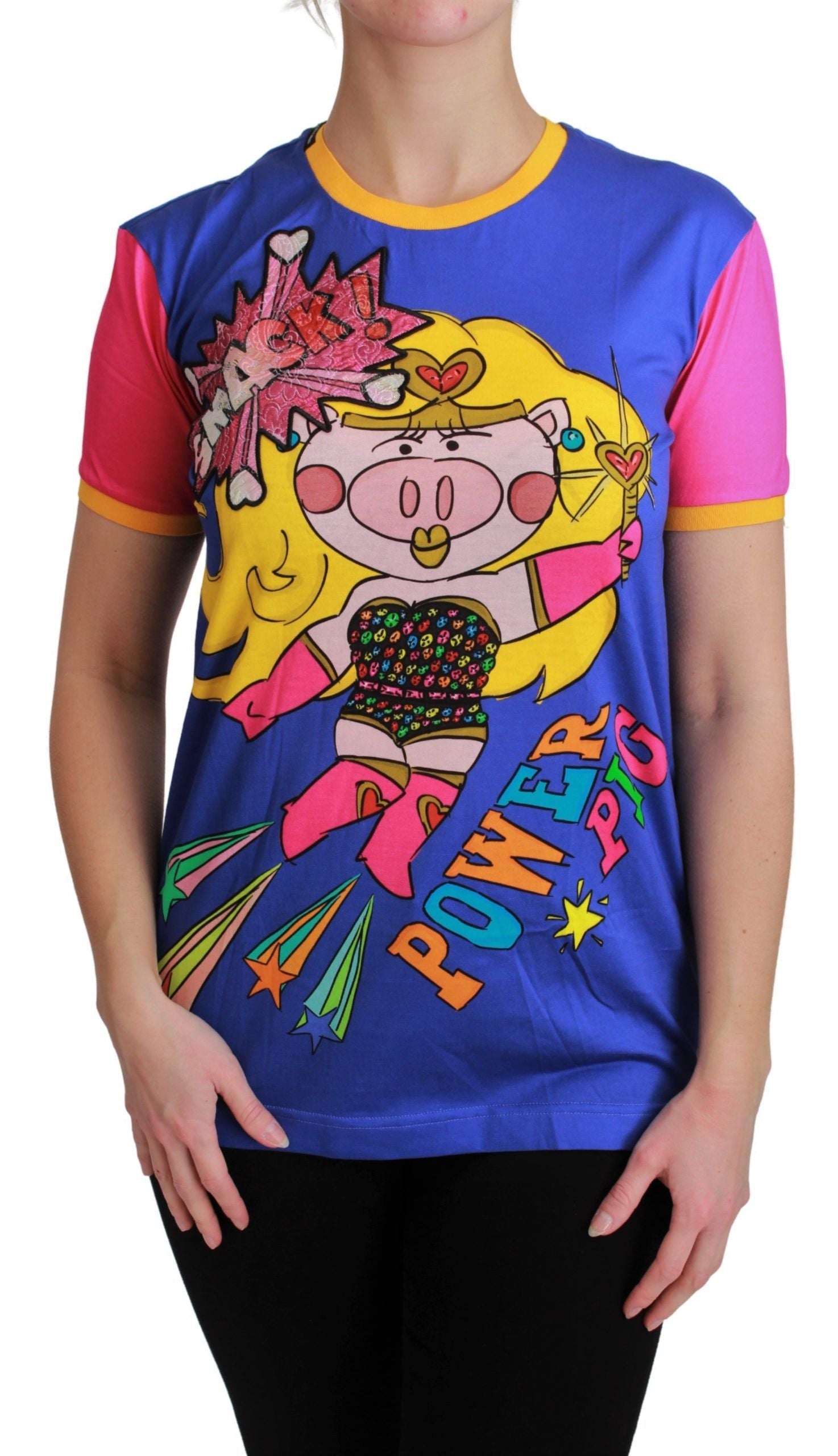 Памучна тениска Dolce &amp; Gabbana Purple PIG SUPERGIRL