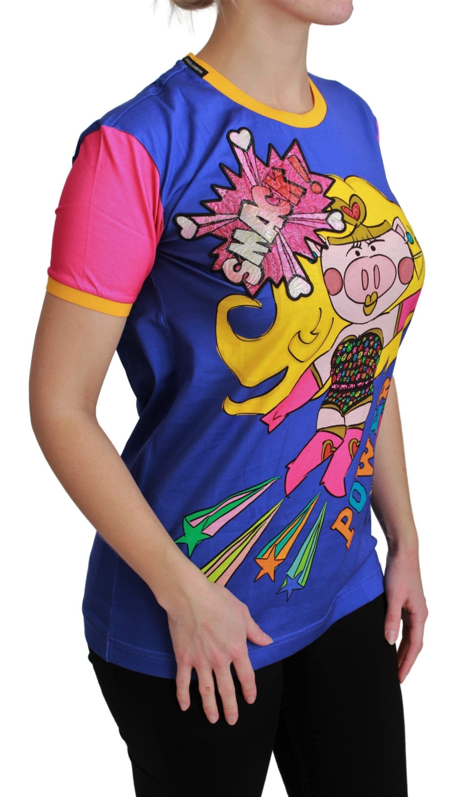 Памучна тениска Dolce &amp; Gabbana Purple PIG SUPERGIRL