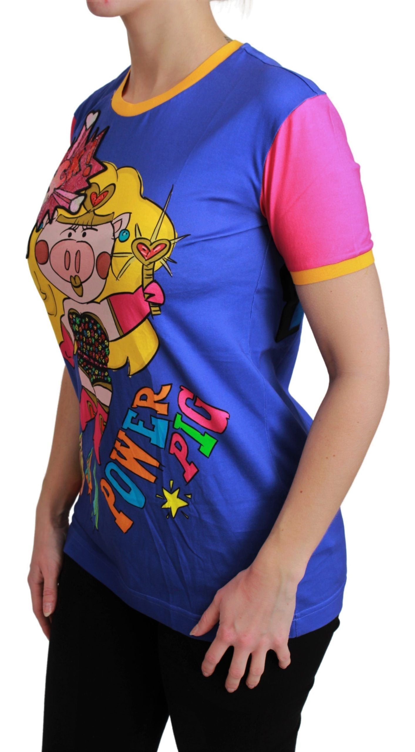 Памучна тениска Dolce &amp; Gabbana Purple PIG SUPERGIRL