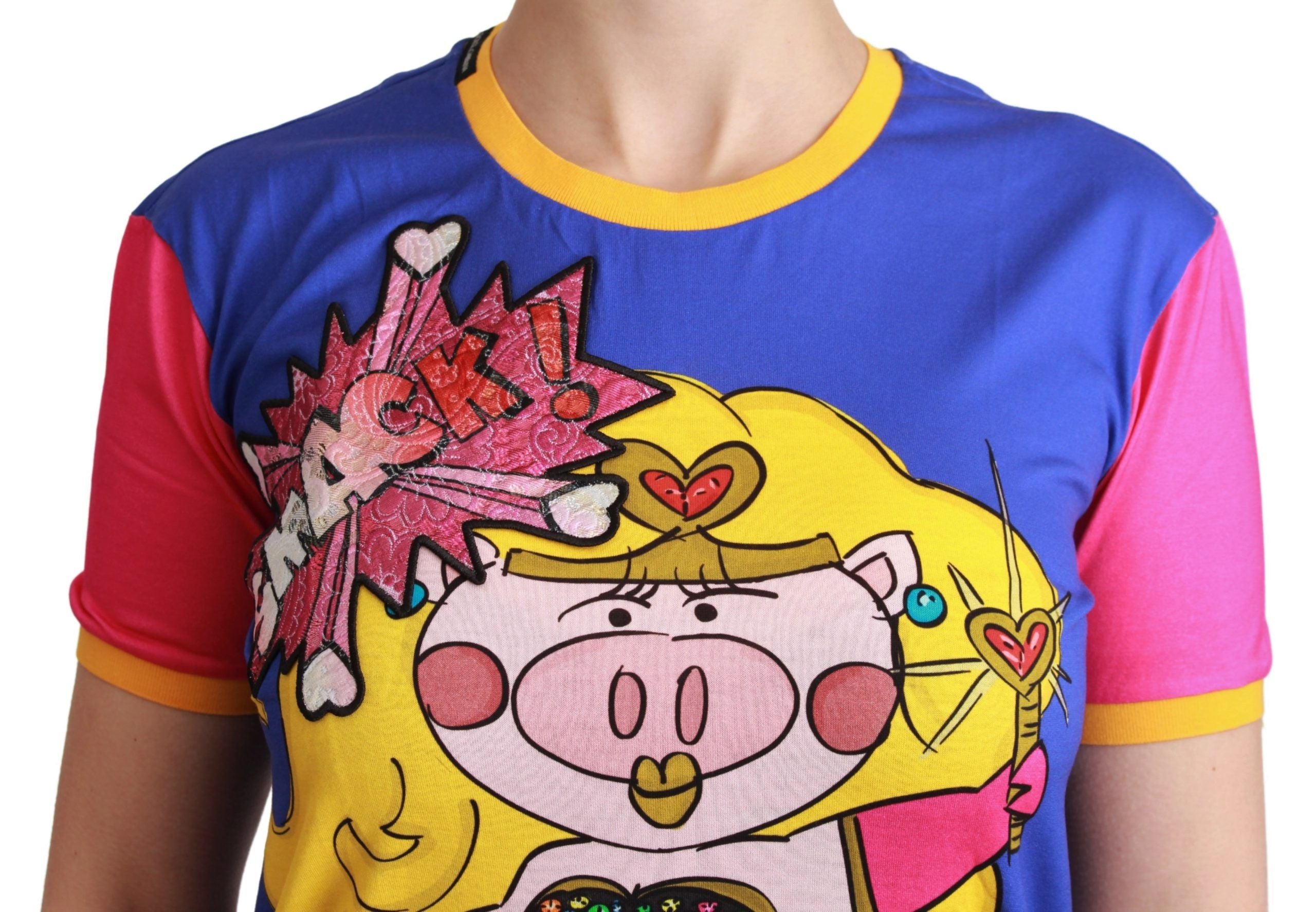 Памучна тениска Dolce &amp; Gabbana Purple PIG SUPERGIRL