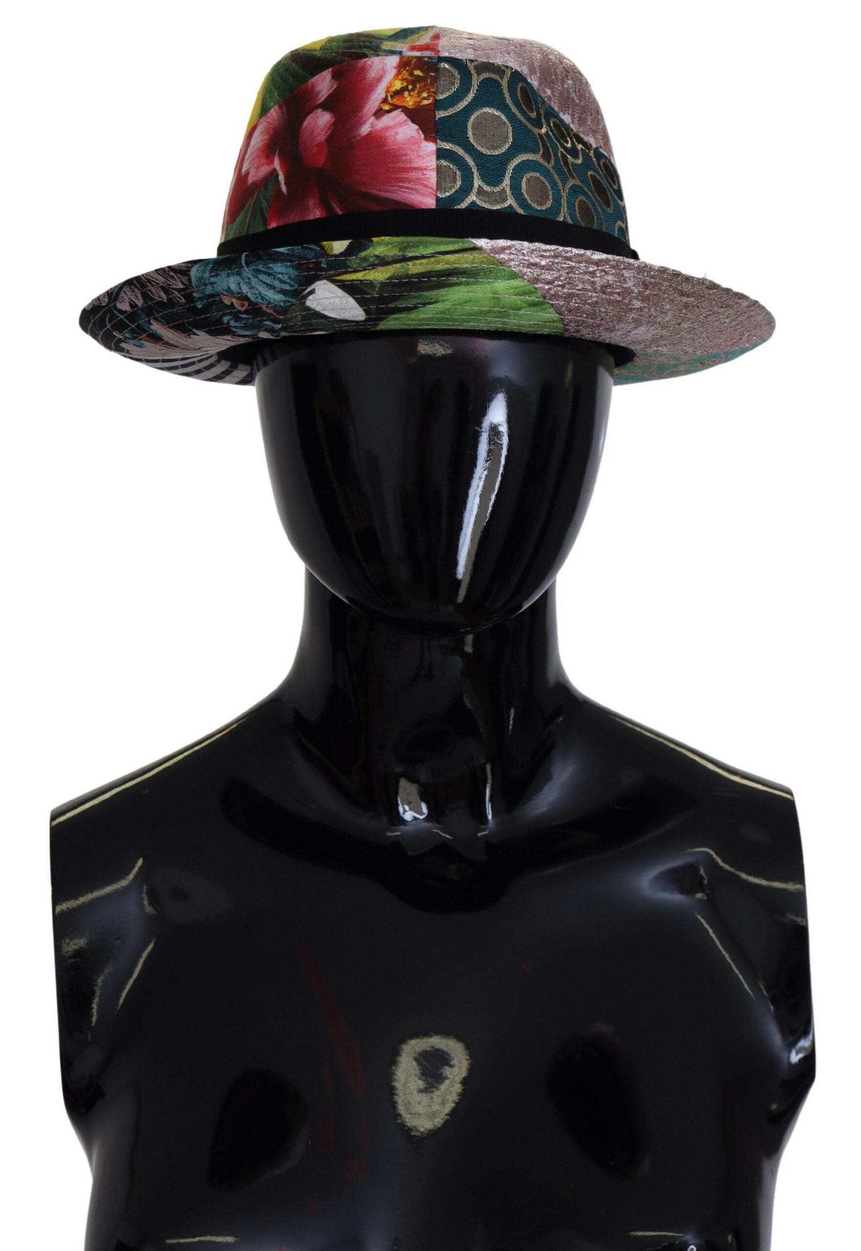 Многоцветна пачуърк дамска шапка Fedora с широка периферия на Dolce &amp; Gabbana