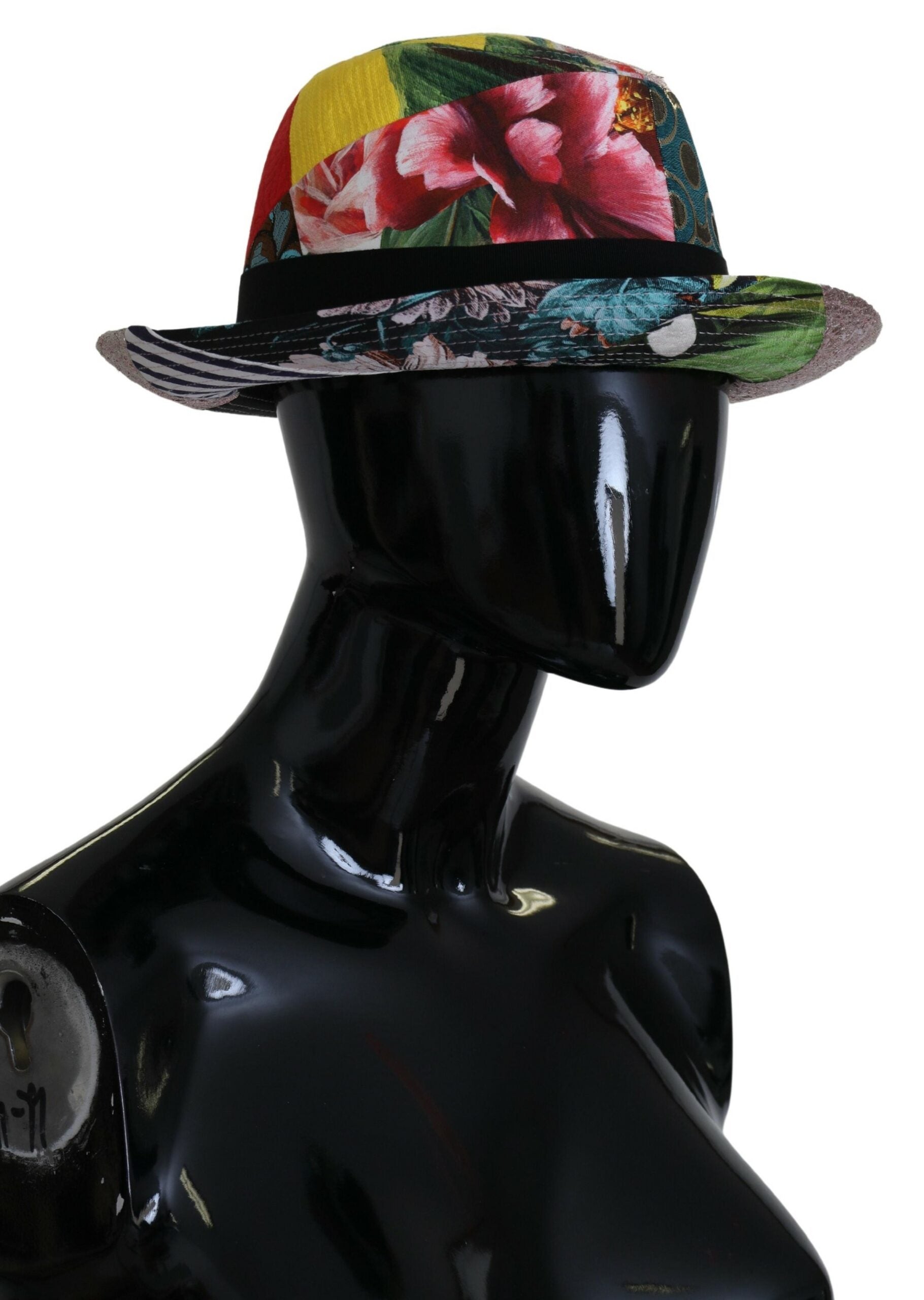 Многоцветна пачуърк дамска шапка Fedora с широка периферия на Dolce &amp; Gabbana