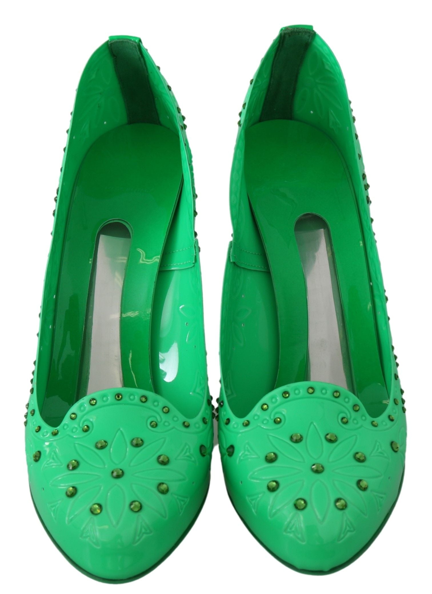 Обувки Dolce &amp; Gabbana Green Crystal Floral CINDERELLA Heels