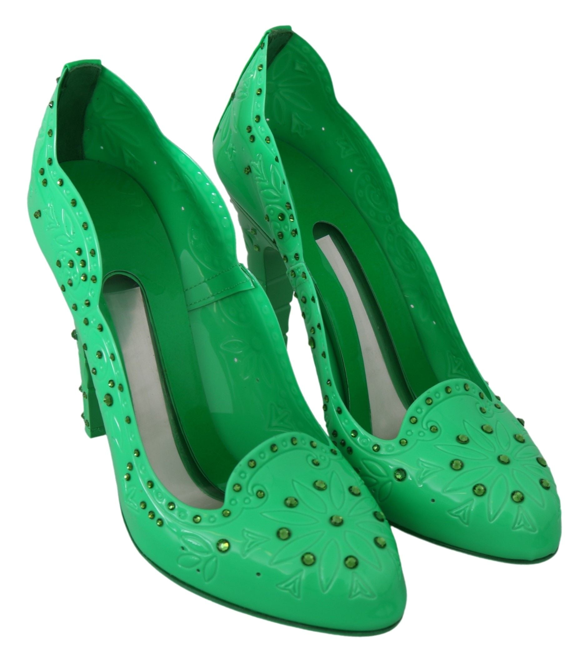 Обувки Dolce &amp; Gabbana Green Crystal Floral CINDERELLA Heels