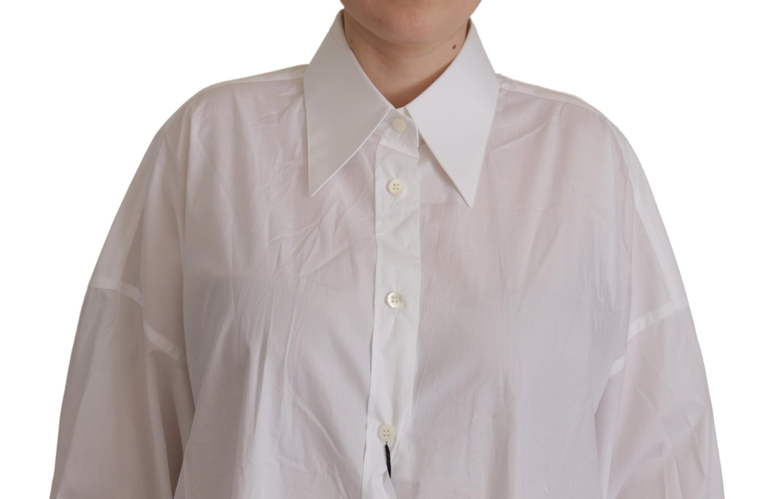 Dolce &amp; Gabbana Бяла блуза с дълги ръкави и яка