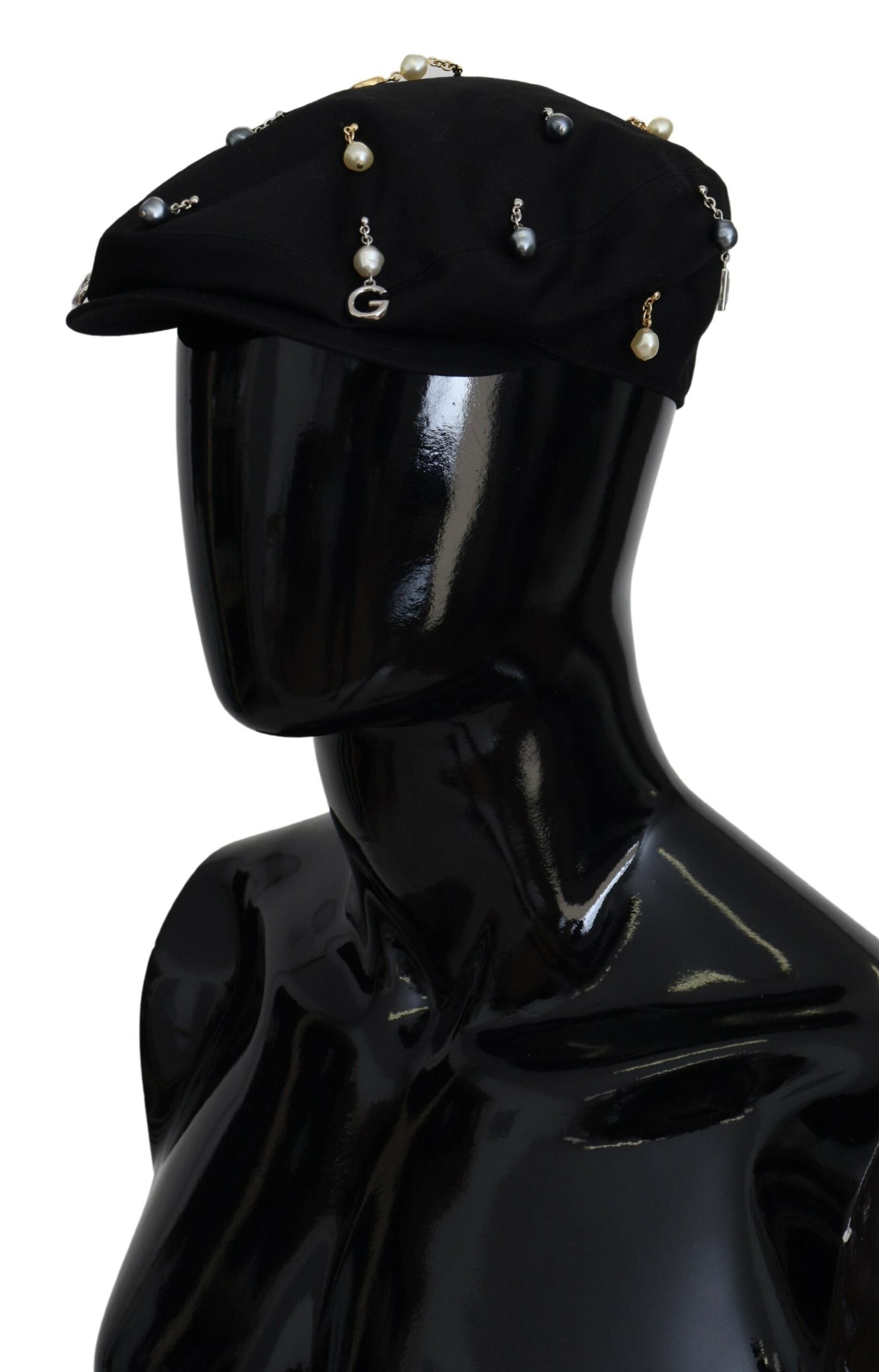 Dolce &amp; Gabbana Черна памучна украсена мъжка шапка за разносвач на вестници