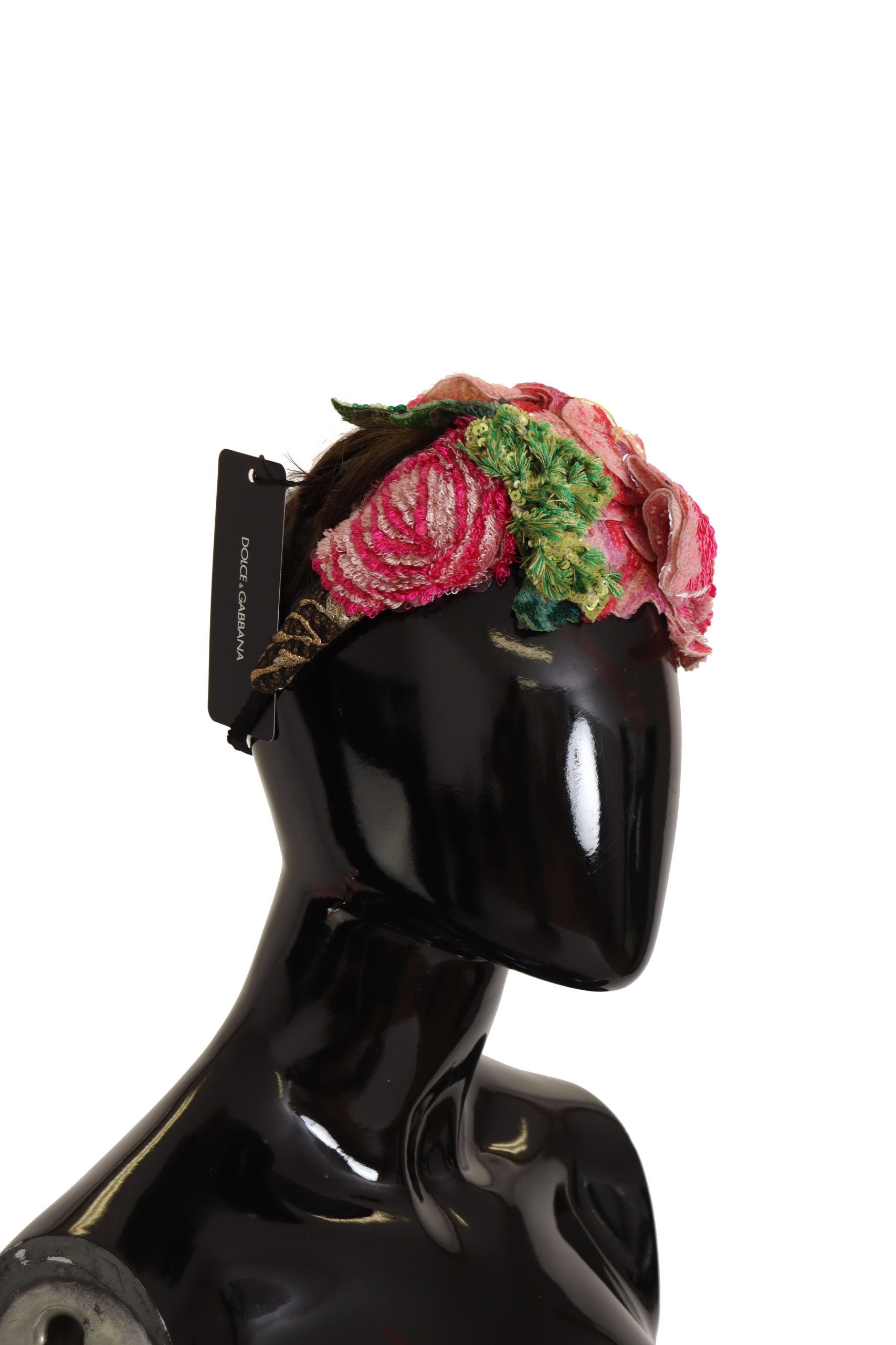 Многоцветна черна лента за коса с пайети с лурекс Dolce &amp; Gabbana