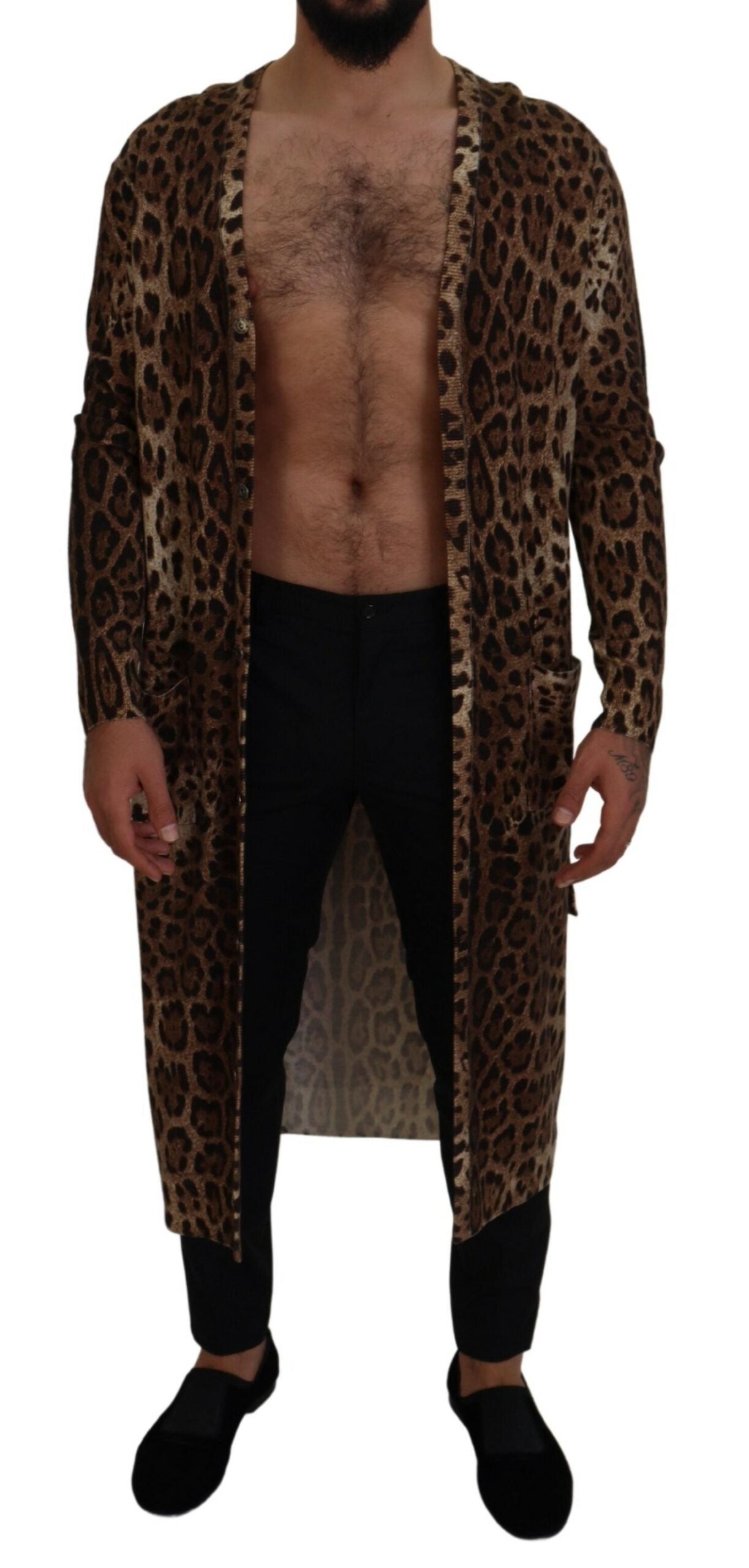 Dolce & Gabbana Elegant Leopard Wool Cardigan Sweater