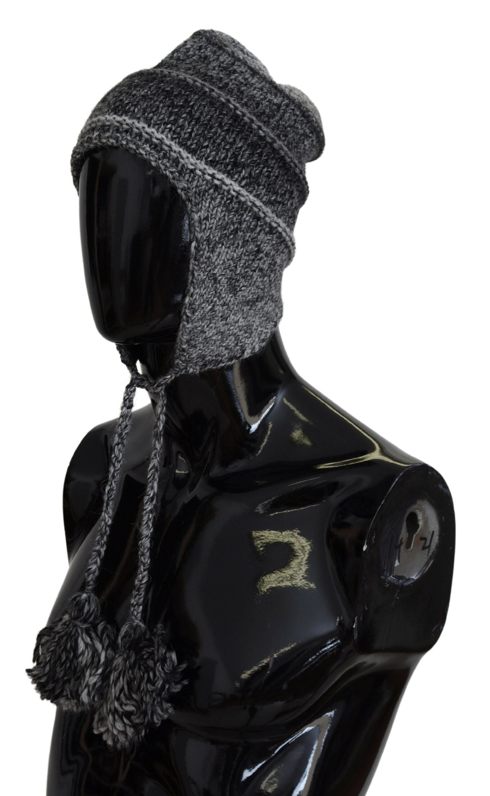 Dolce &amp; Gabbana Сива топла шапка с капаци за уши от полар