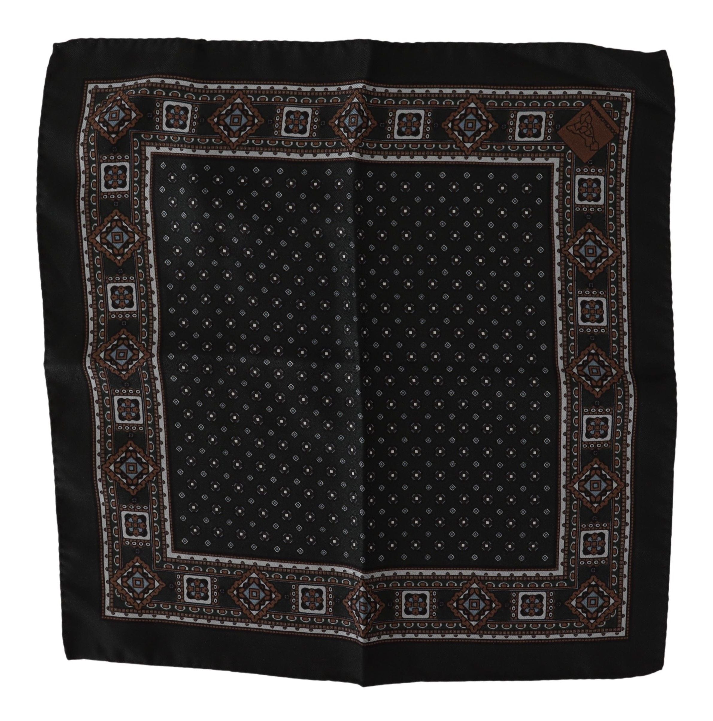 Dolce &amp; Gabbana черен копринен мъжки шал с джобна кърпичка