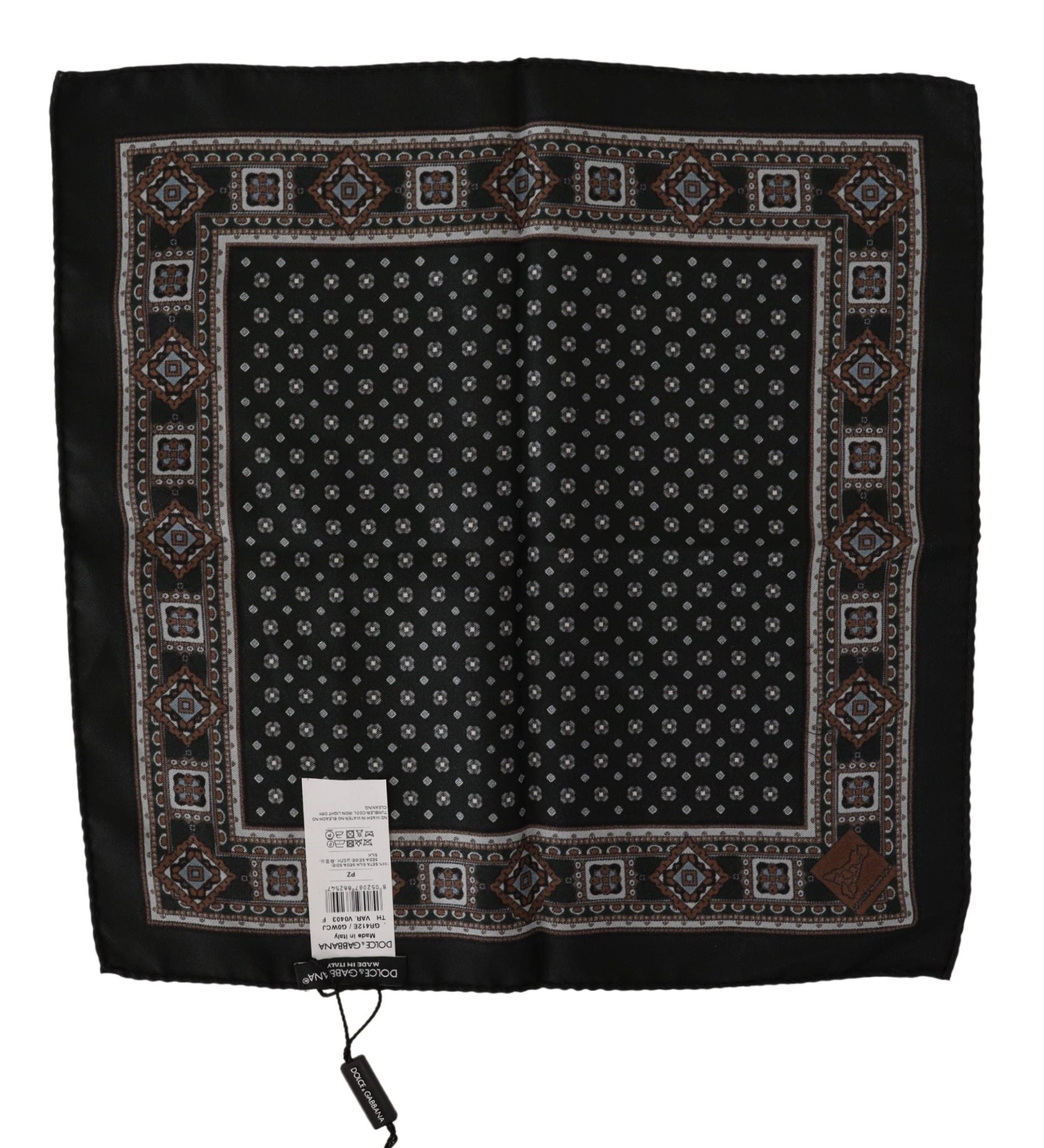 Dolce &amp; Gabbana черен копринен мъжки шал с джобна кърпичка