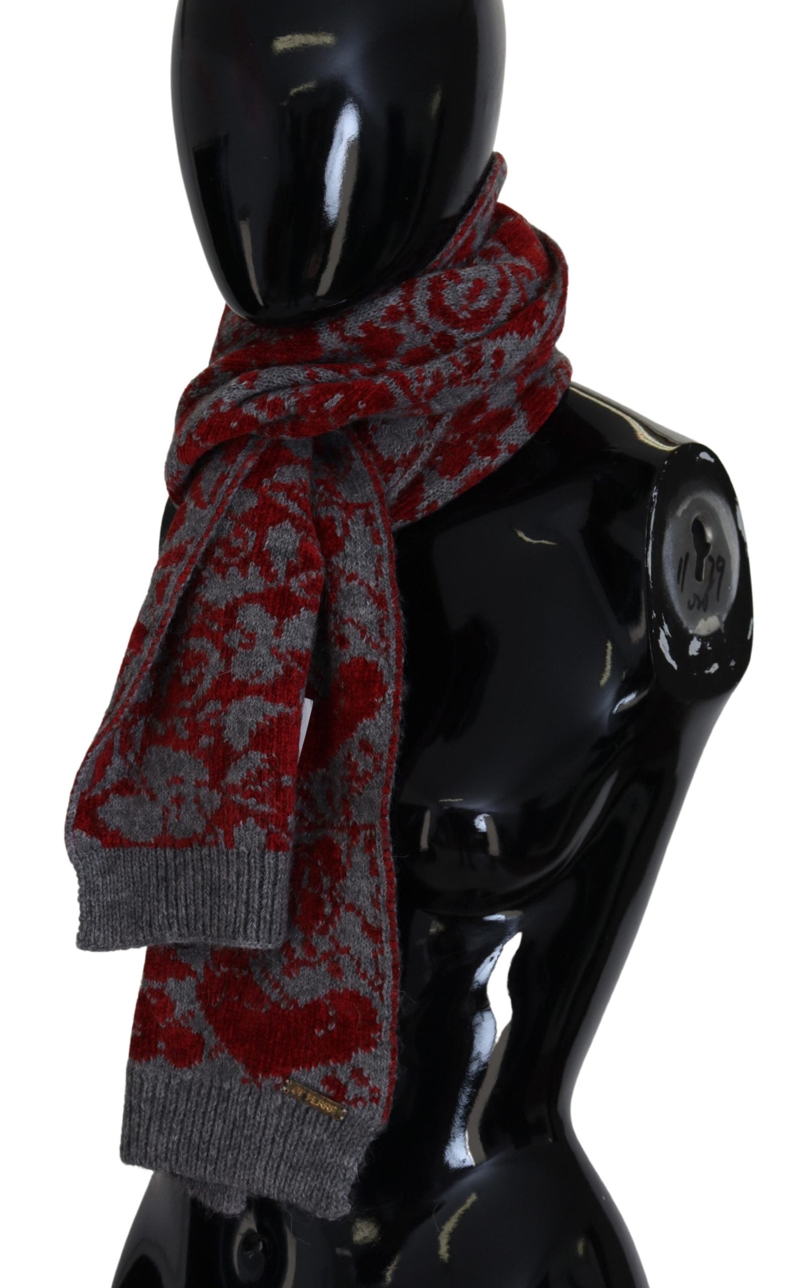 GF Ferre Червен сив плетен дамски шал с шал
