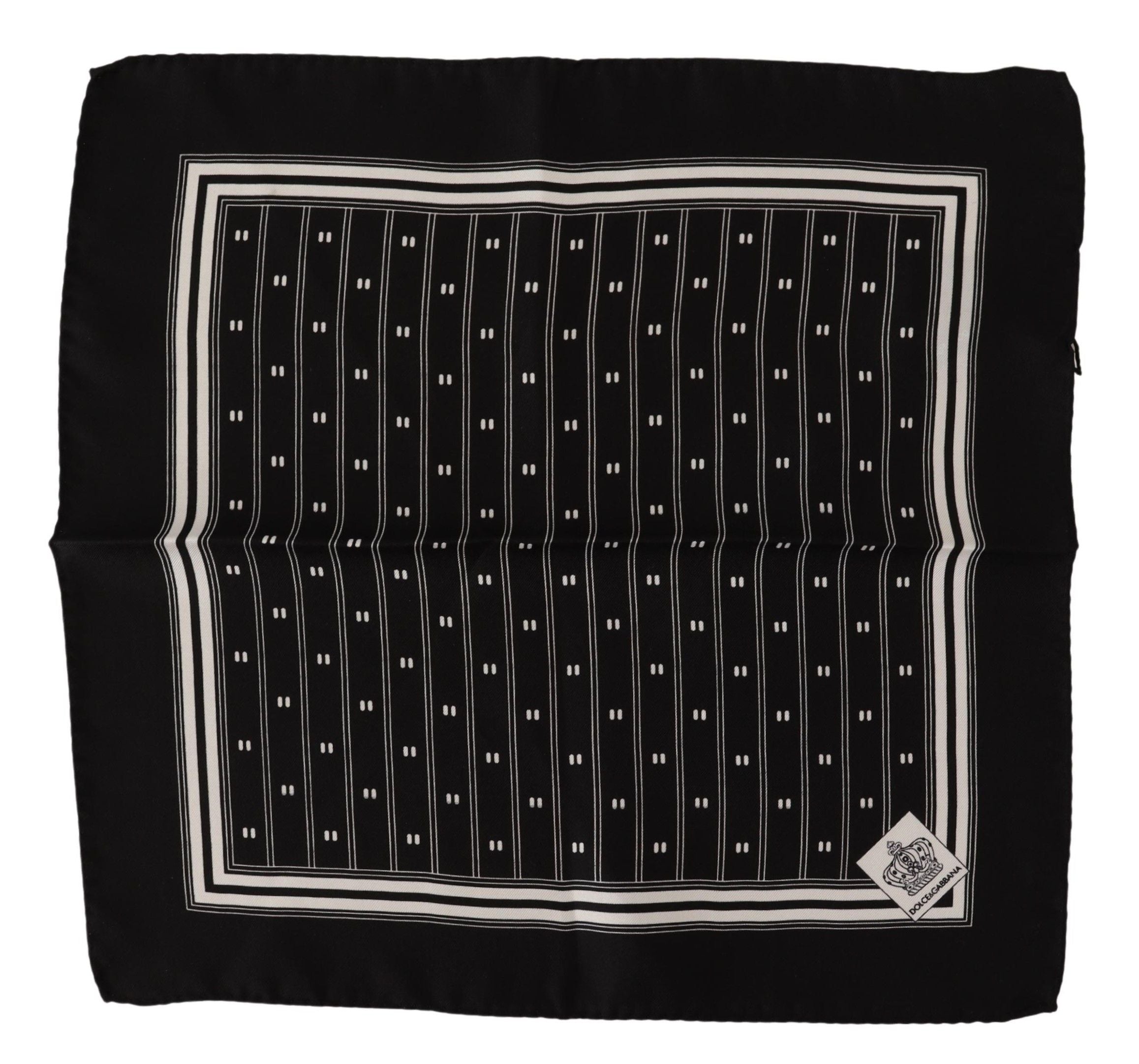 Dolce &amp; Gabbana Черен шарен копринен квадратен шал с носна кърпа