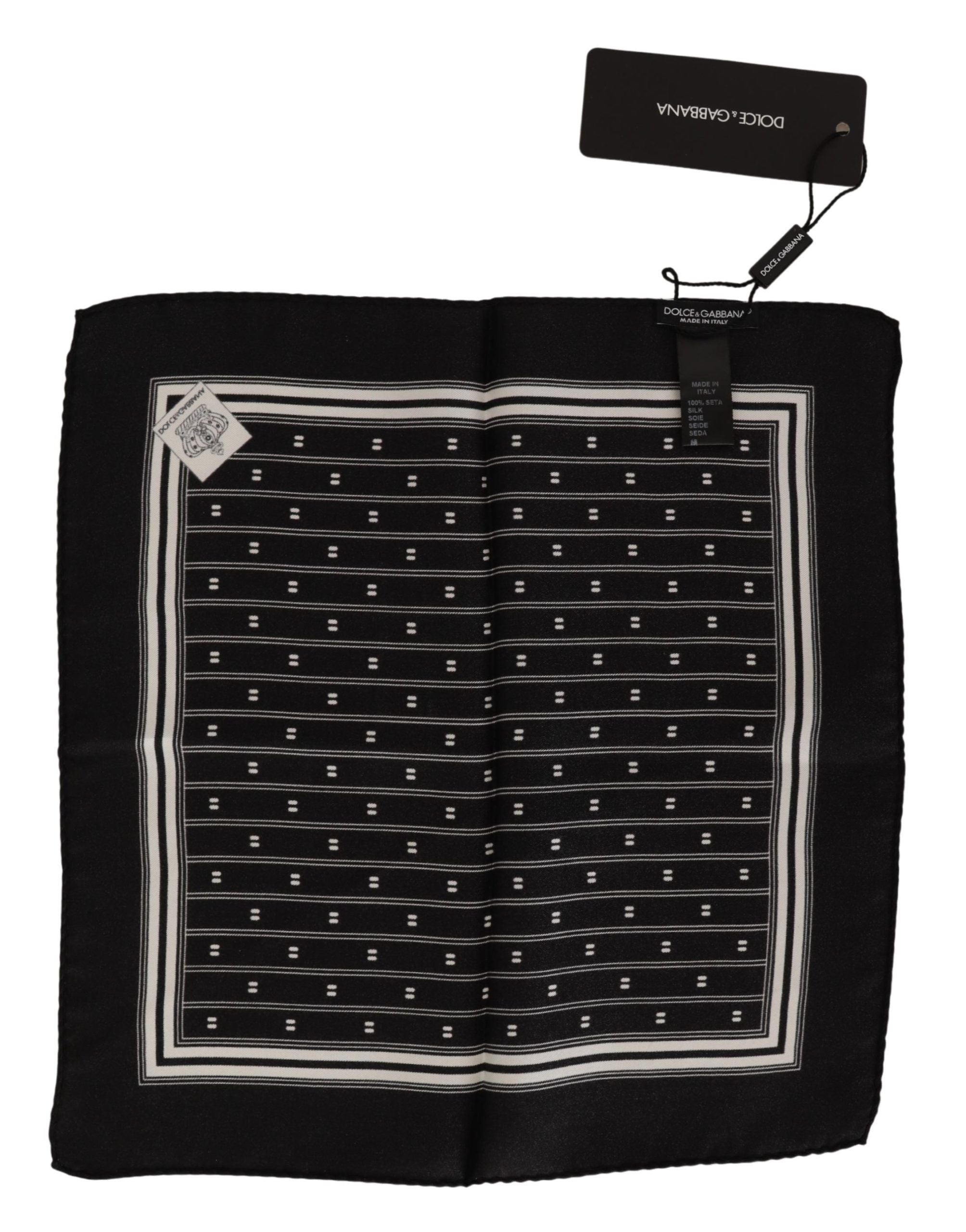 Dolce &amp; Gabbana Черен шарен копринен квадратен шал с носна кърпа