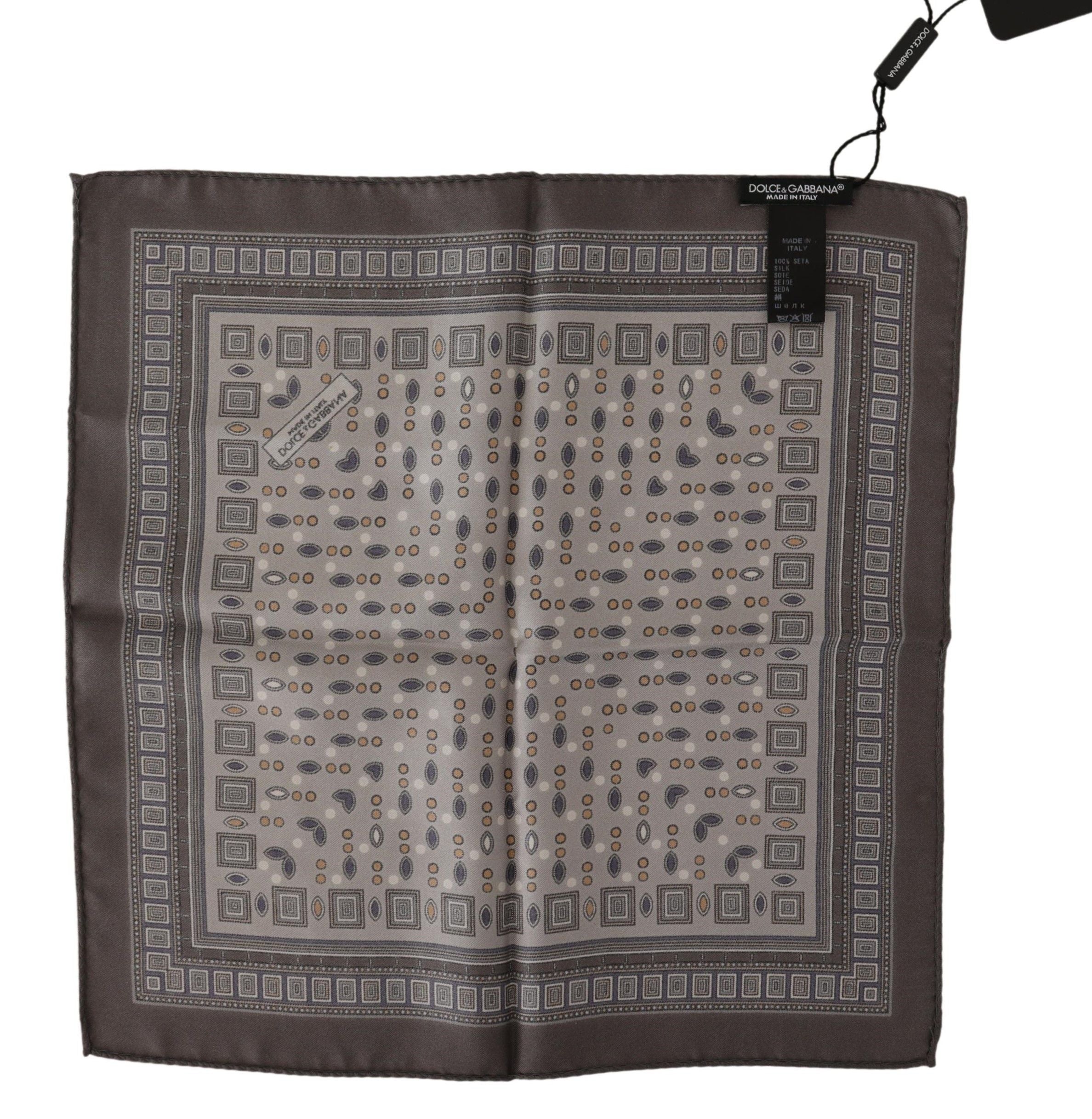 Dolce &amp; Gabbana кафяв копринен шал с джобна кърпичка